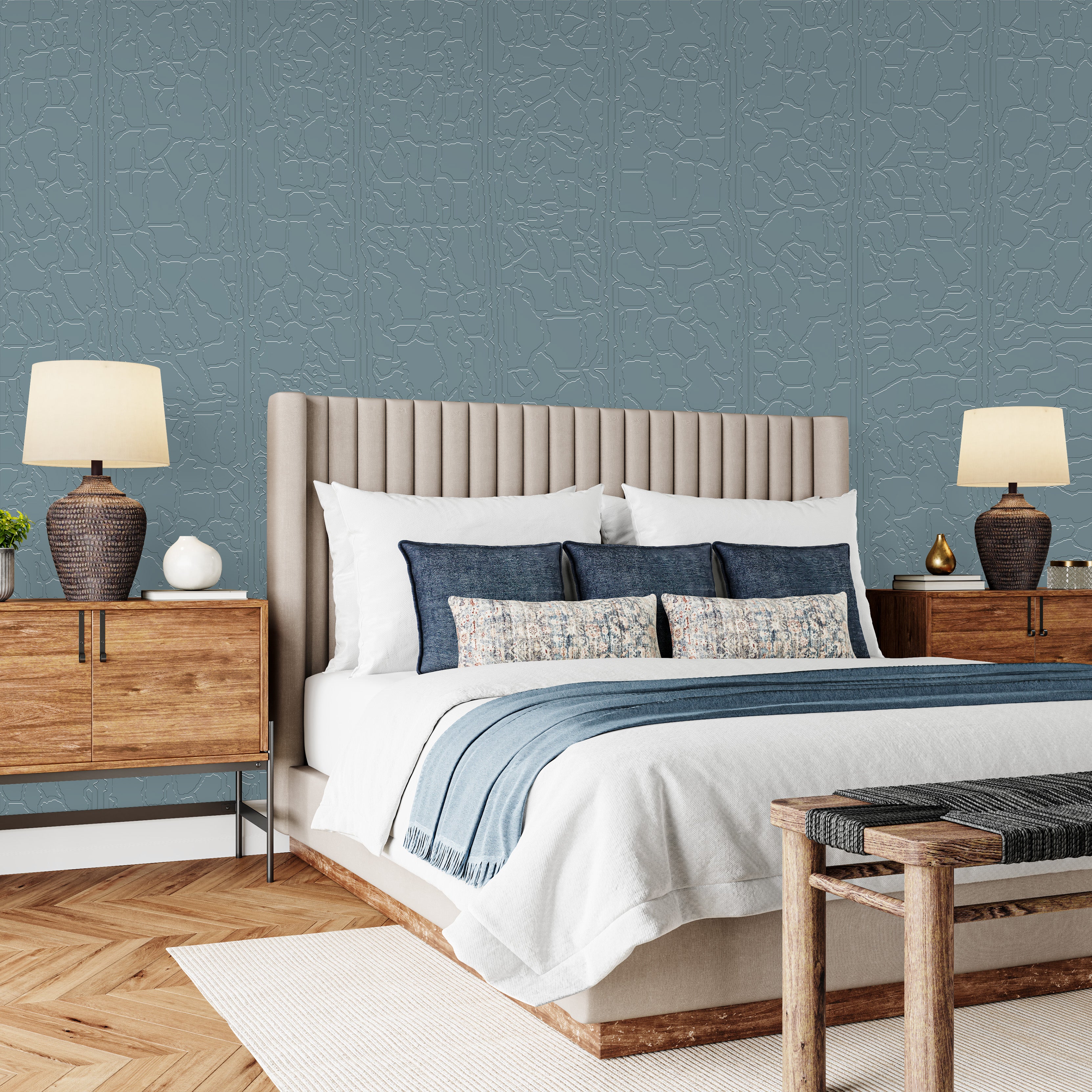 3D Aged Terracotta Grid - Paintable Mural