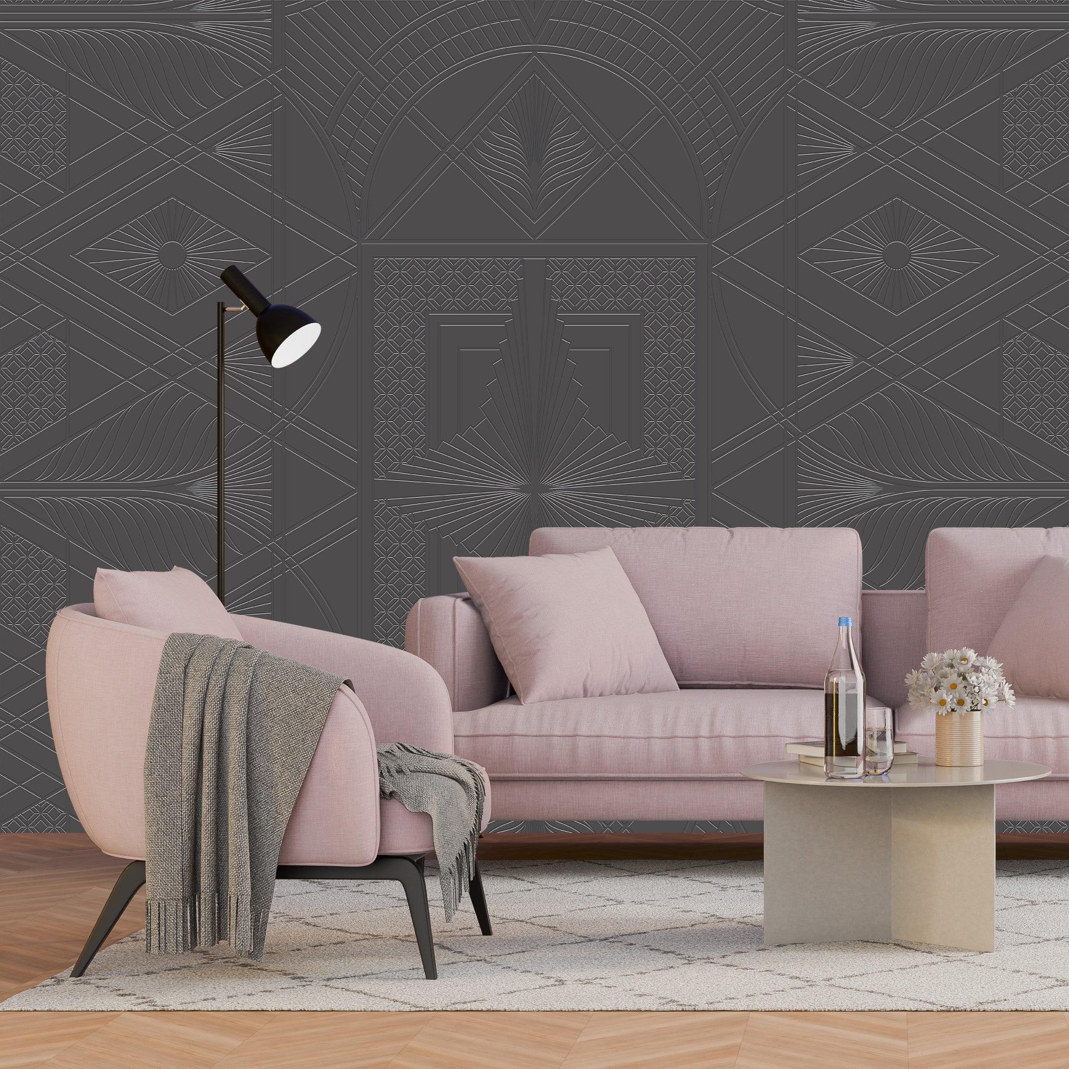 3D Ritz Diamond Lattice - Paintable Wallpaper