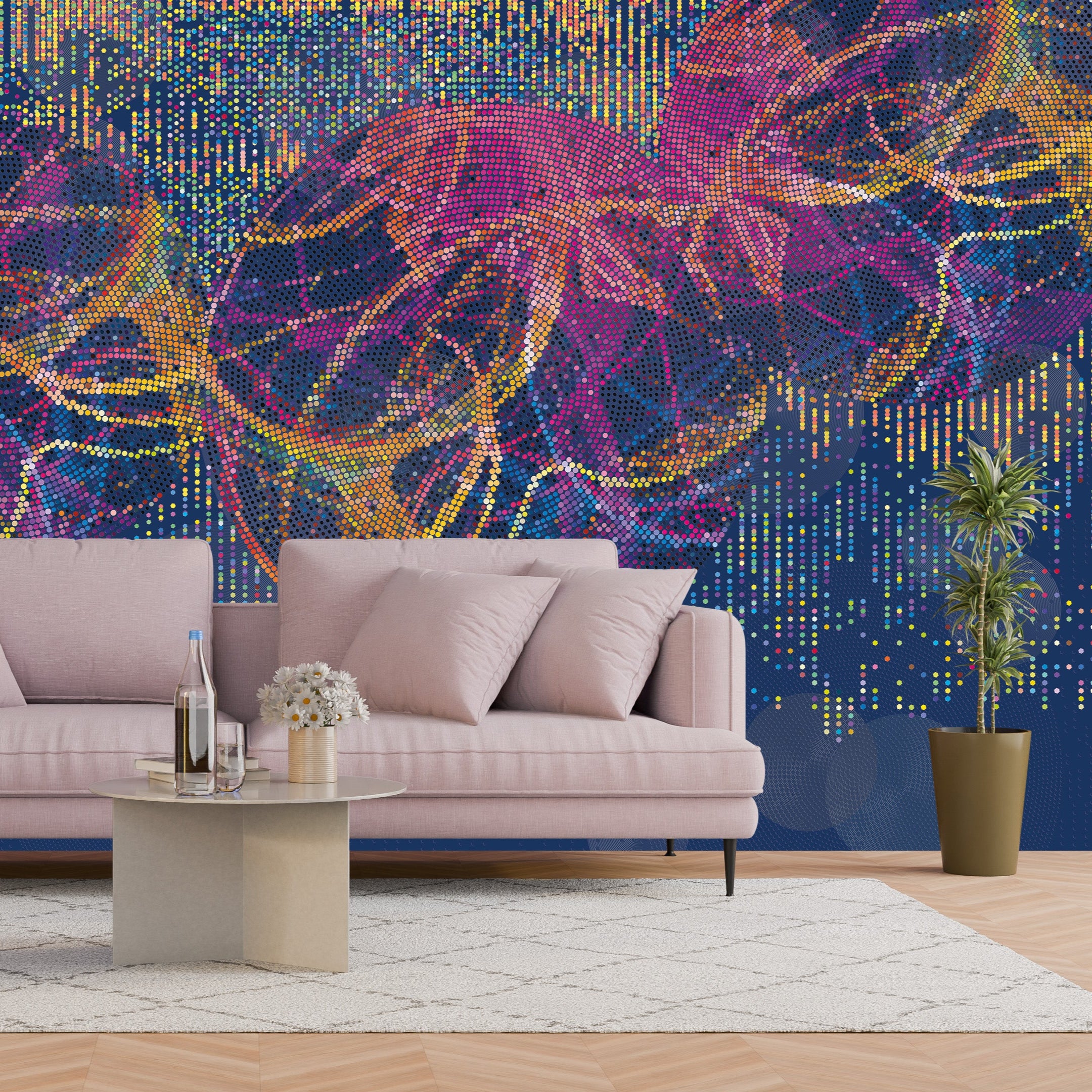 3D Dotted Digital Bloom - Printed Mural