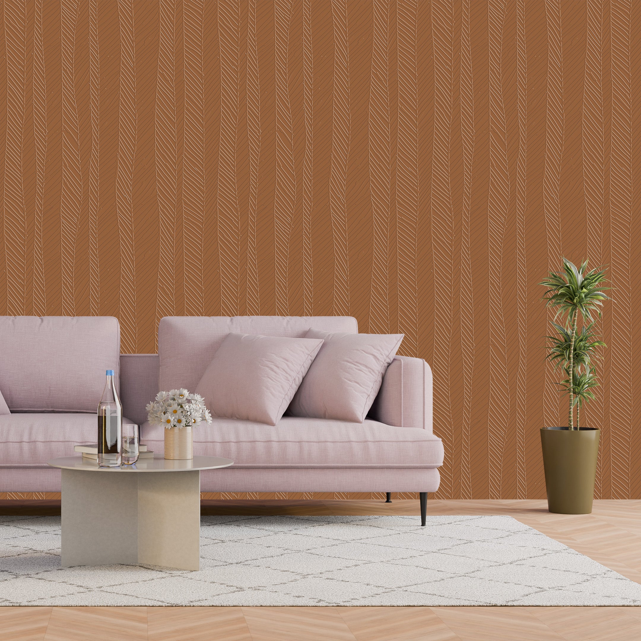 3D Rhythmic Reed Wave - Paintable Wallpaper