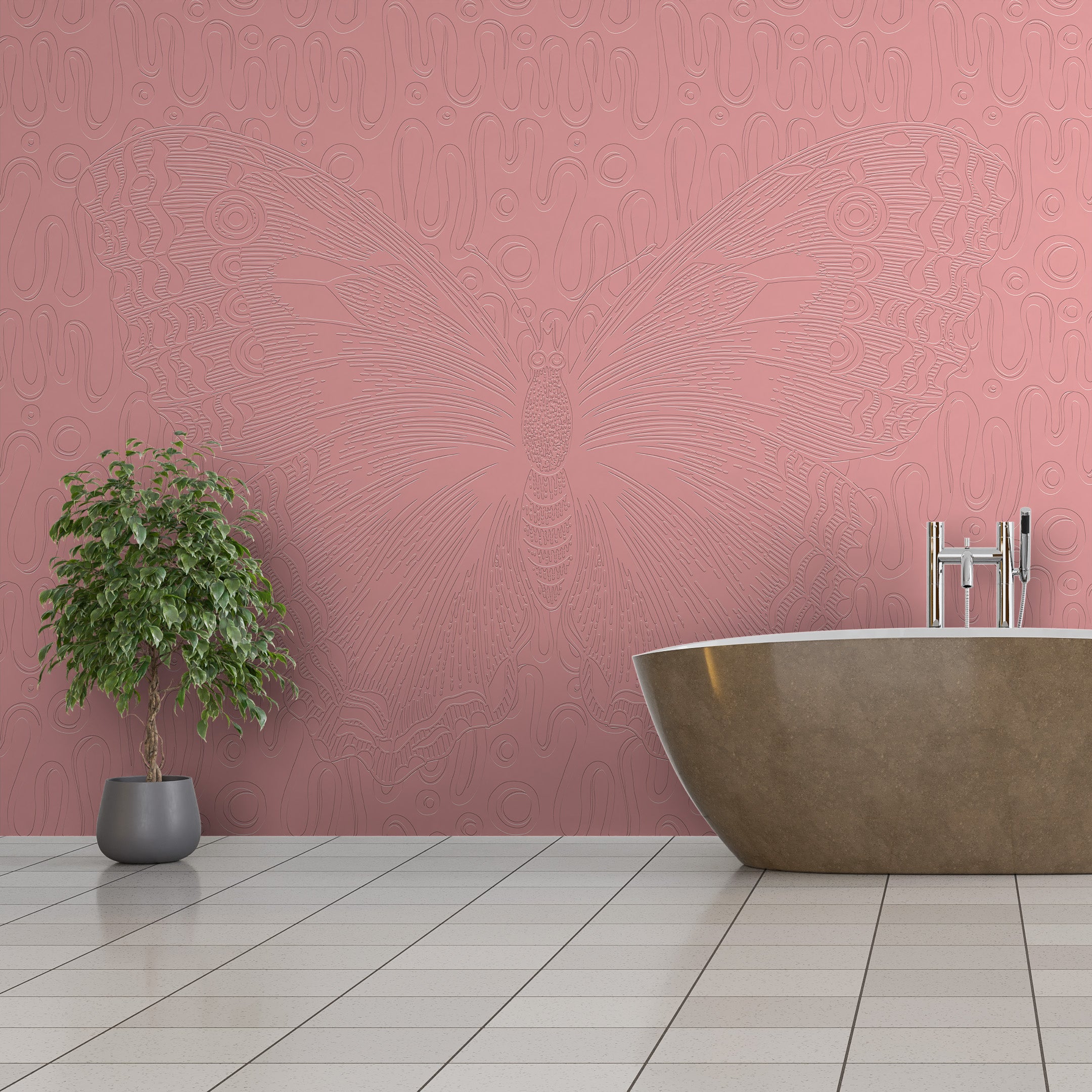 3D Monarch Relief - Paintable Mural