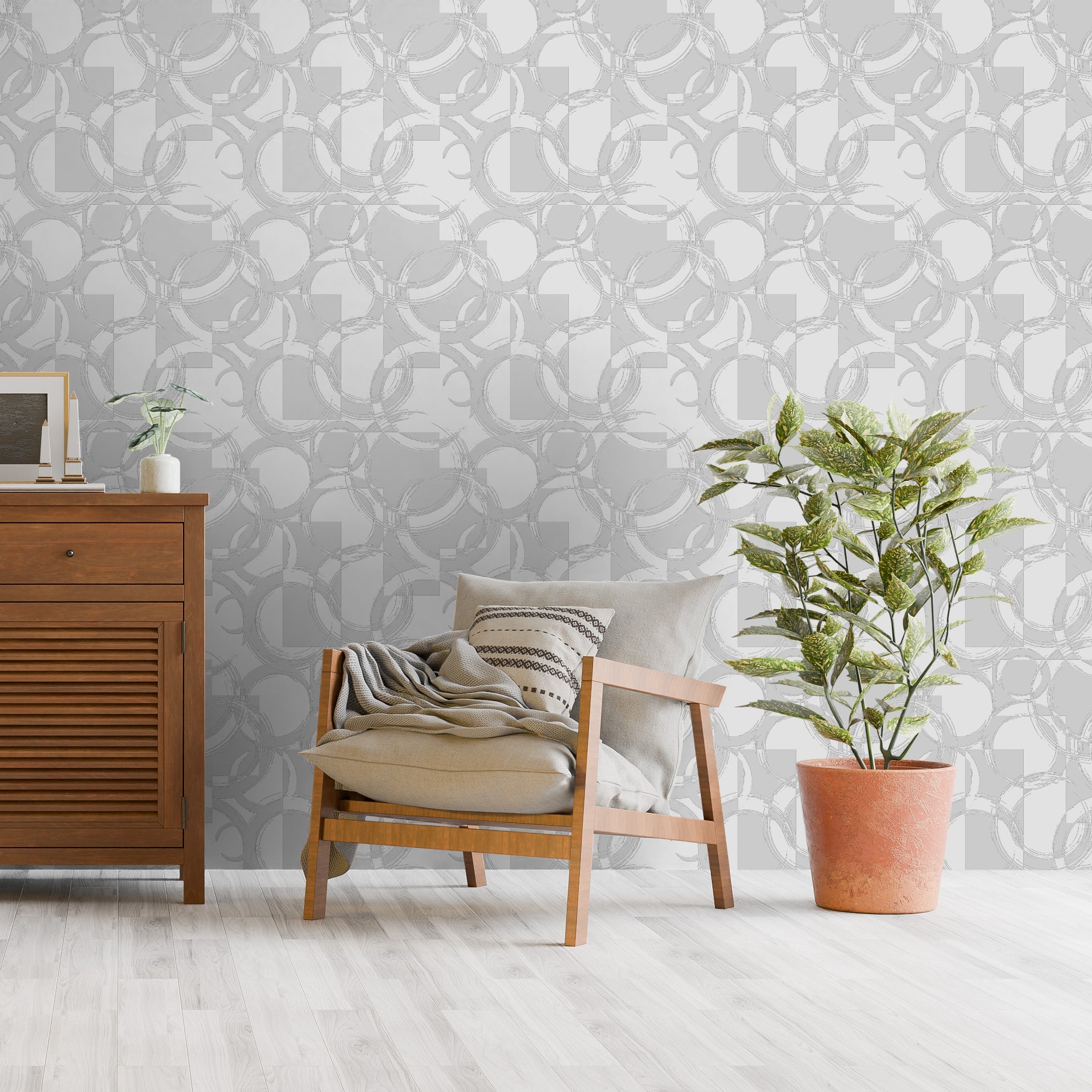 3D Sketched Circle Texture - Paintable Wallpaper