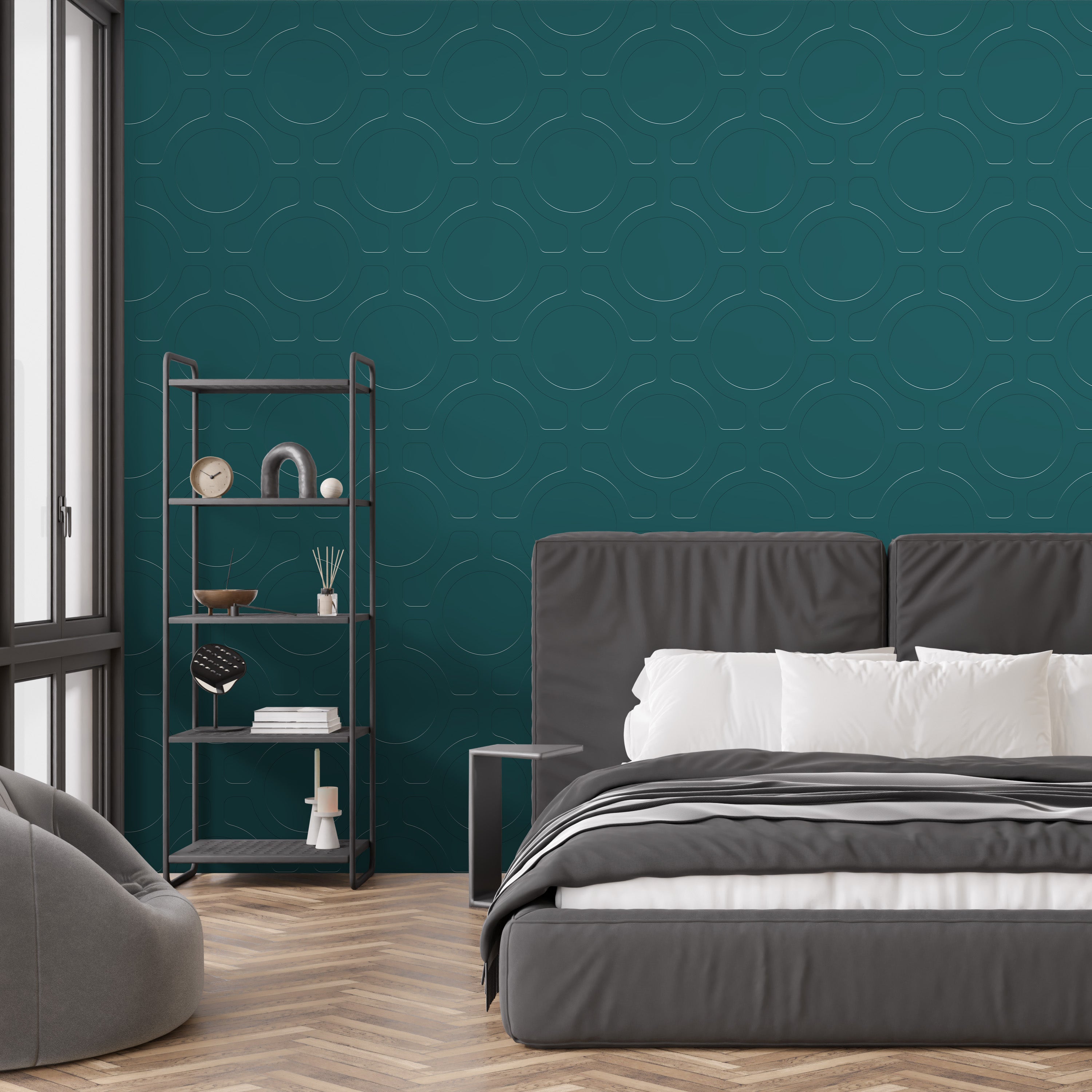 3D Modern Orbit Grid - Paintable Wallpaper