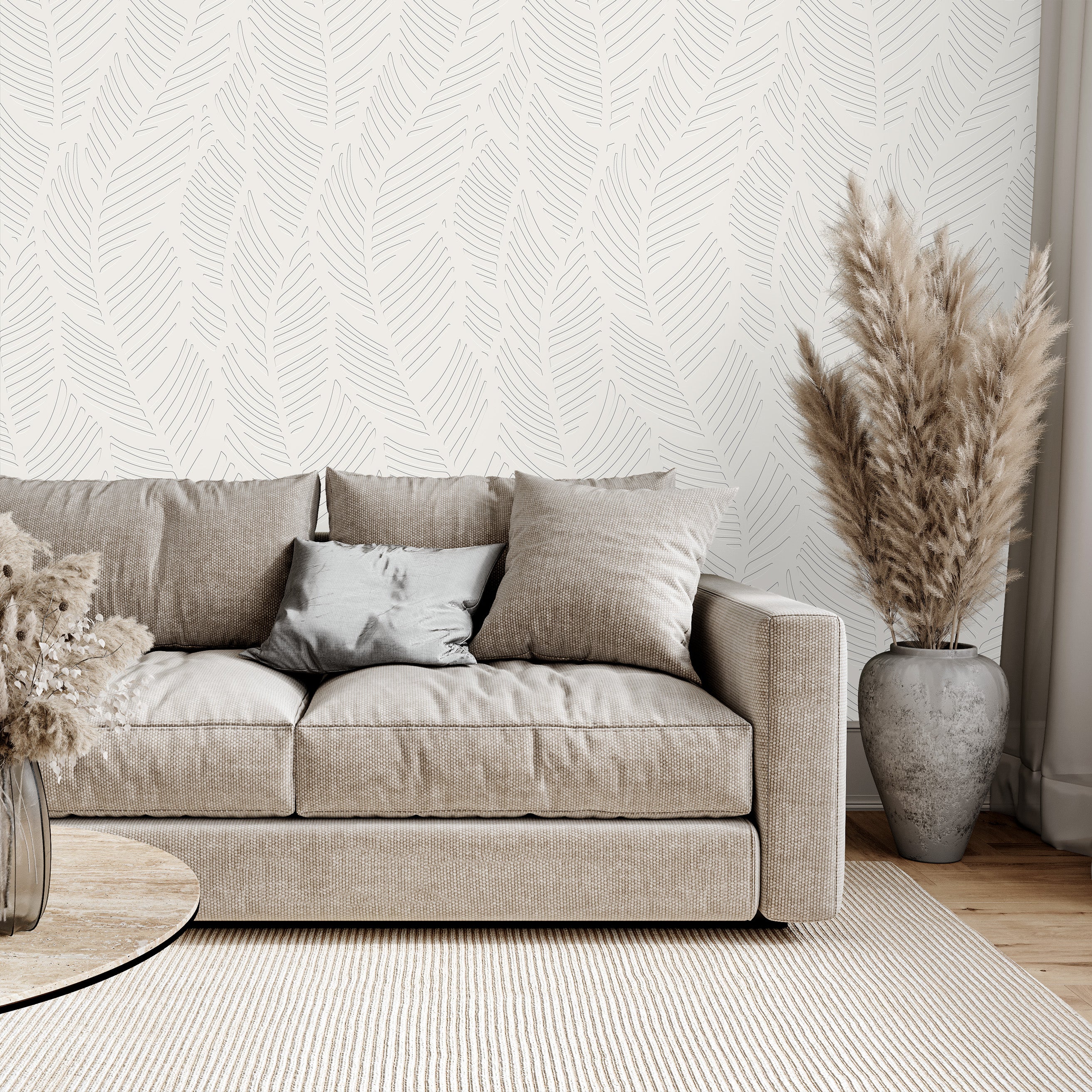 3D Tropical Frond Relief - Paintable Mural