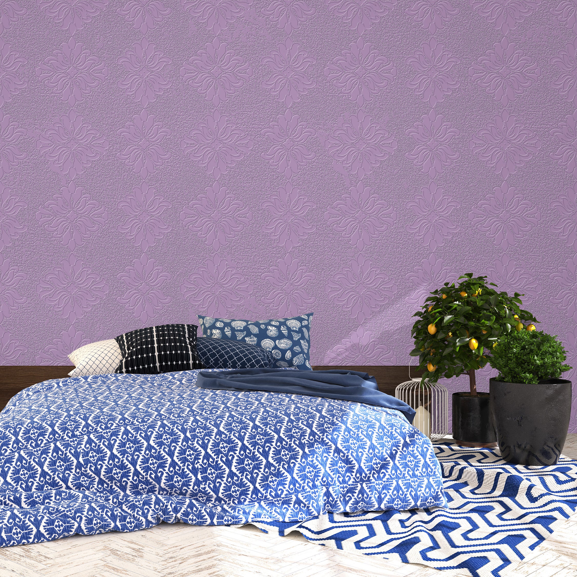3D Victorian Garden Lattice - Paintable Wallpaper
