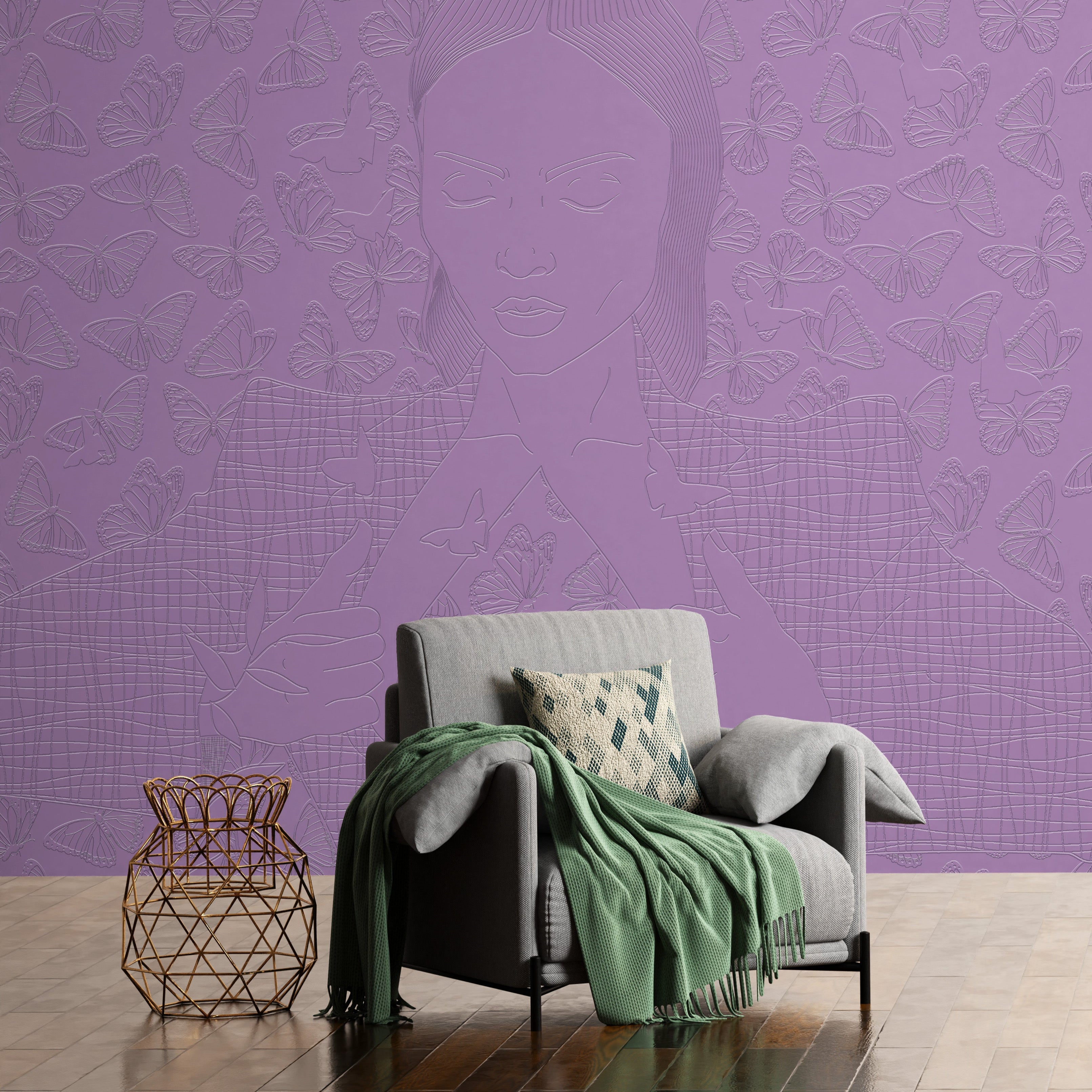 3D Butterfly Embrace - Paintable Mural