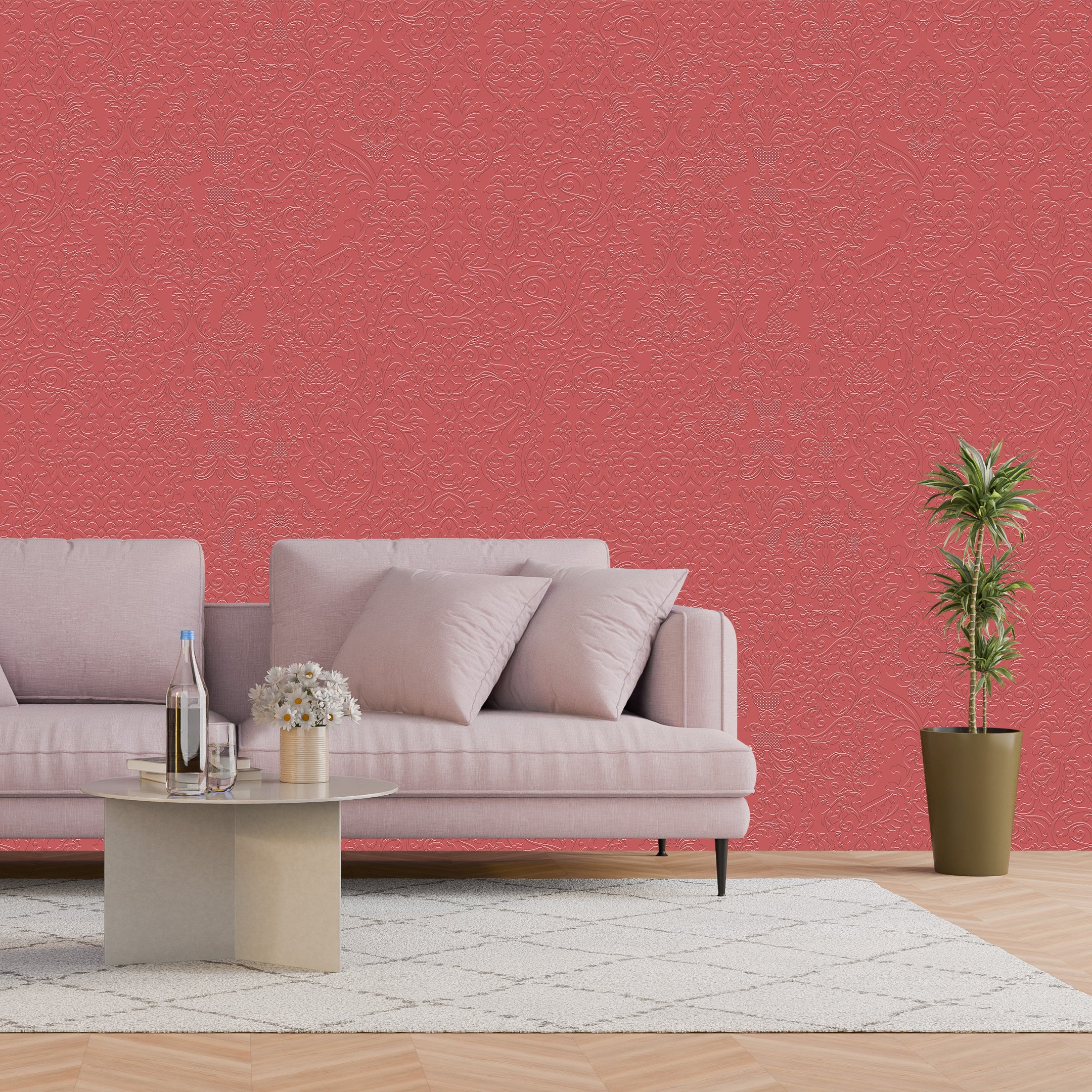 3D Sovereign Damask Frame - Paintable Wallpaper