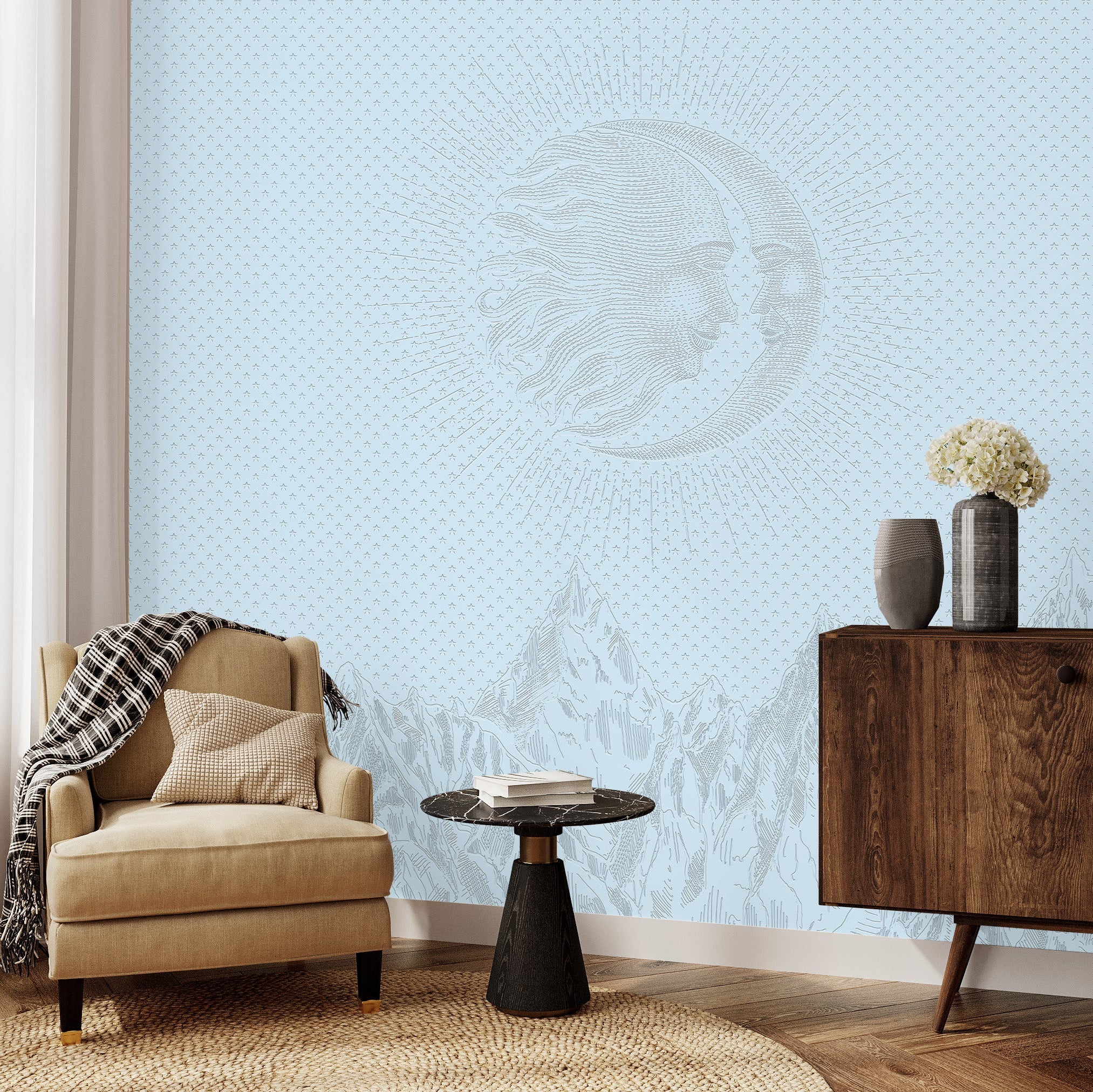 3D Celestial Peaks - Paintable Mural