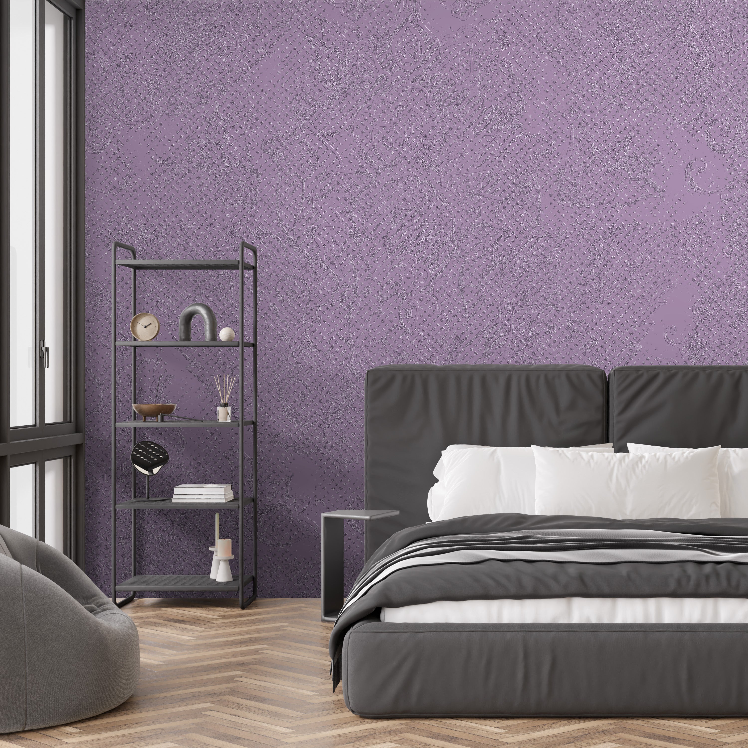 3D Floral Brocade - Paintable Wallpaper