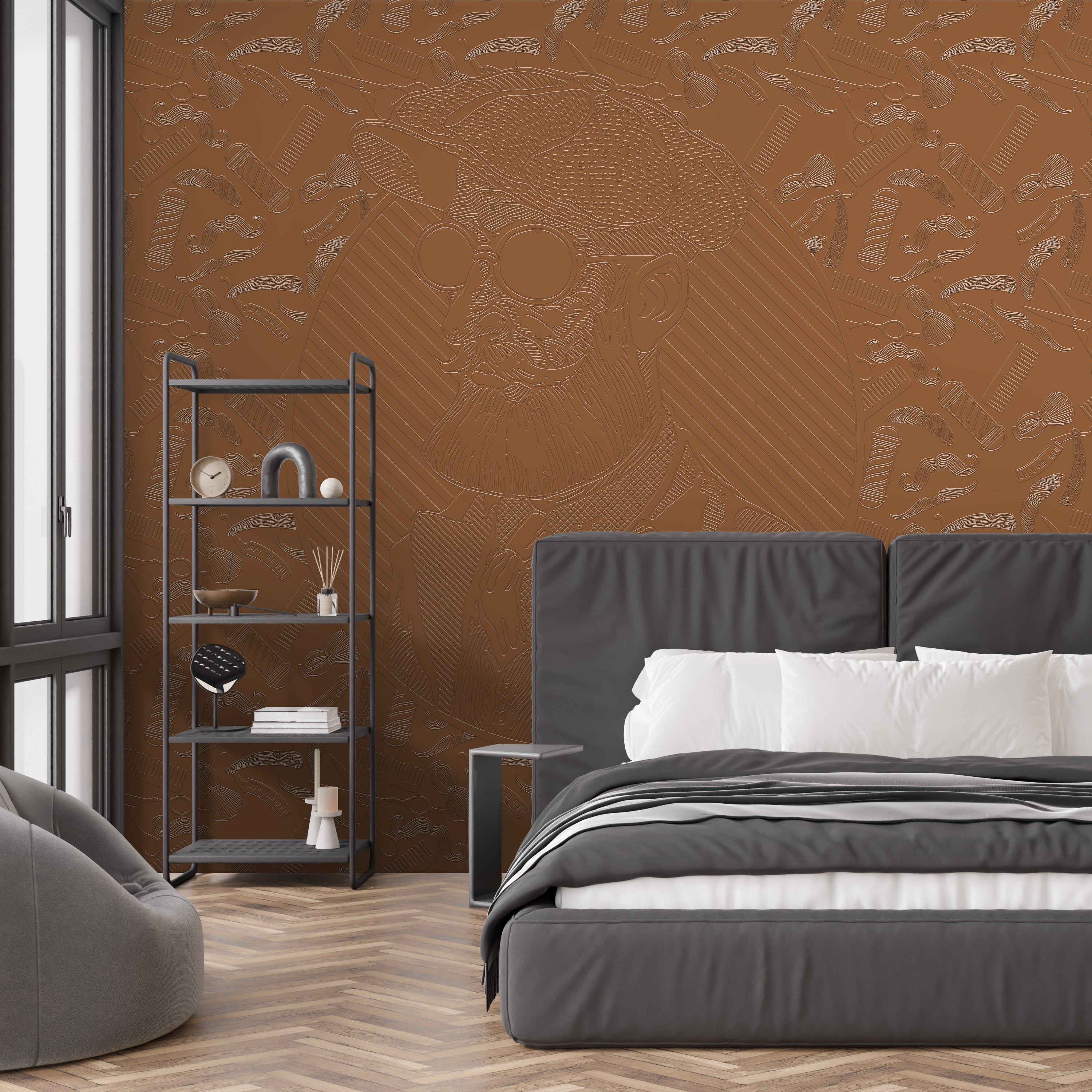 3D Vintage Grooming Tapestry - Paintable Mural