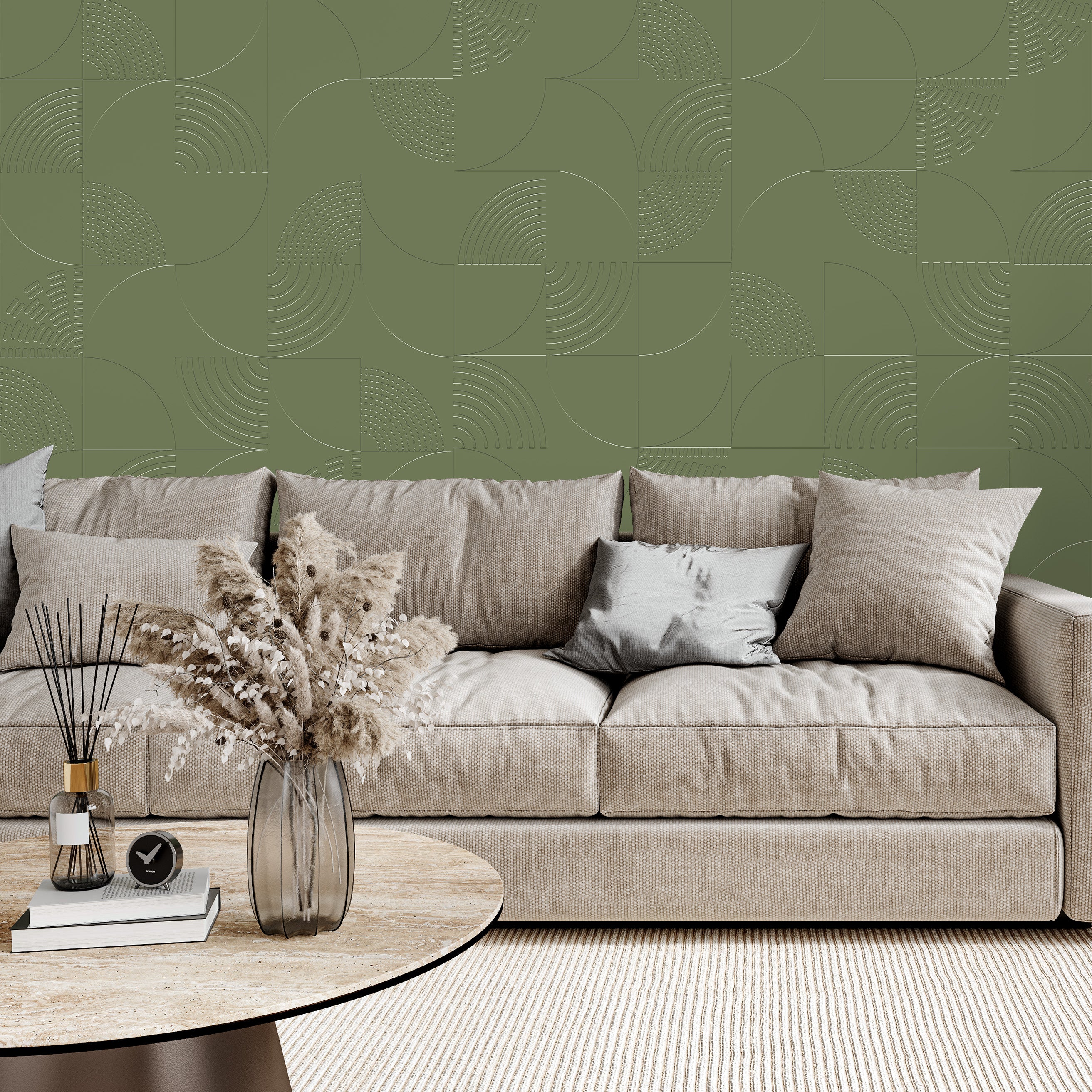 3D Geometric Radial Arc - Paintable Wallpaper