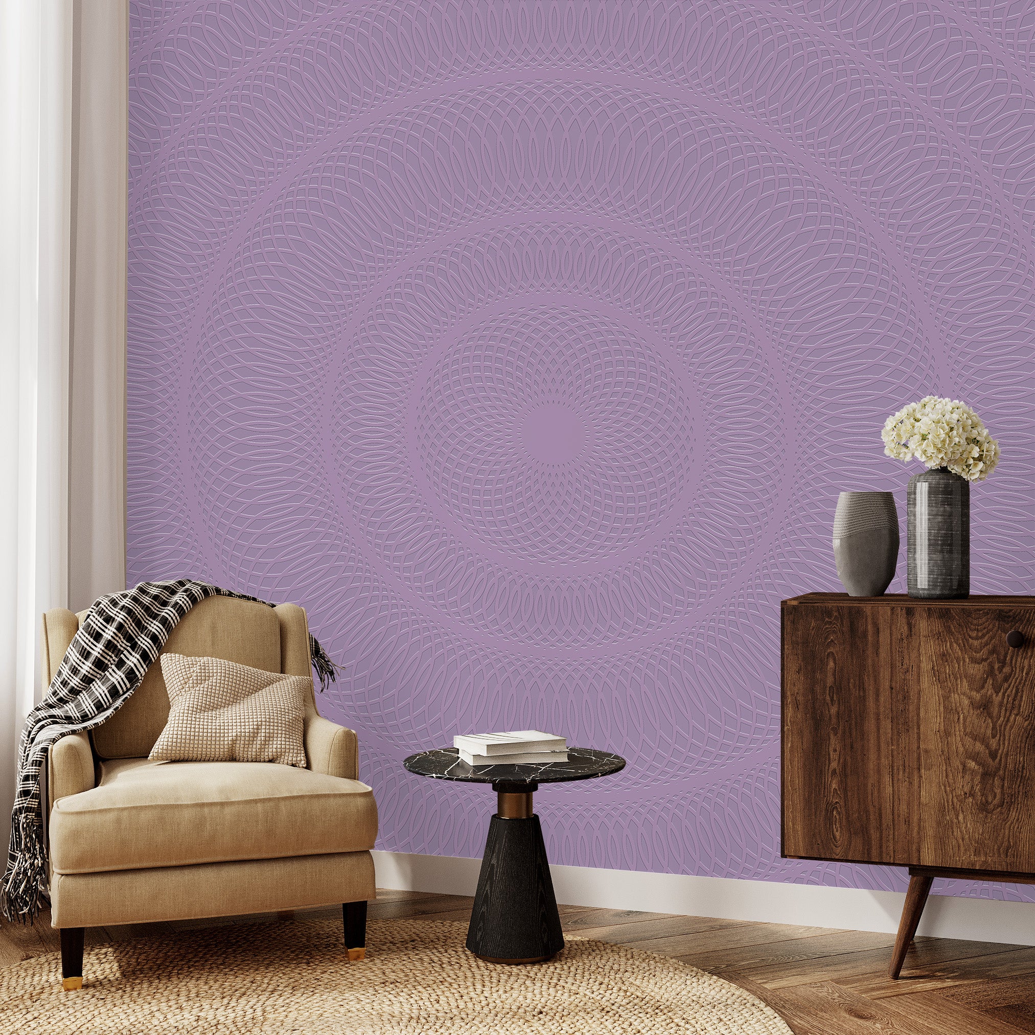3D Tranquil Mandala - Paintable Mural
