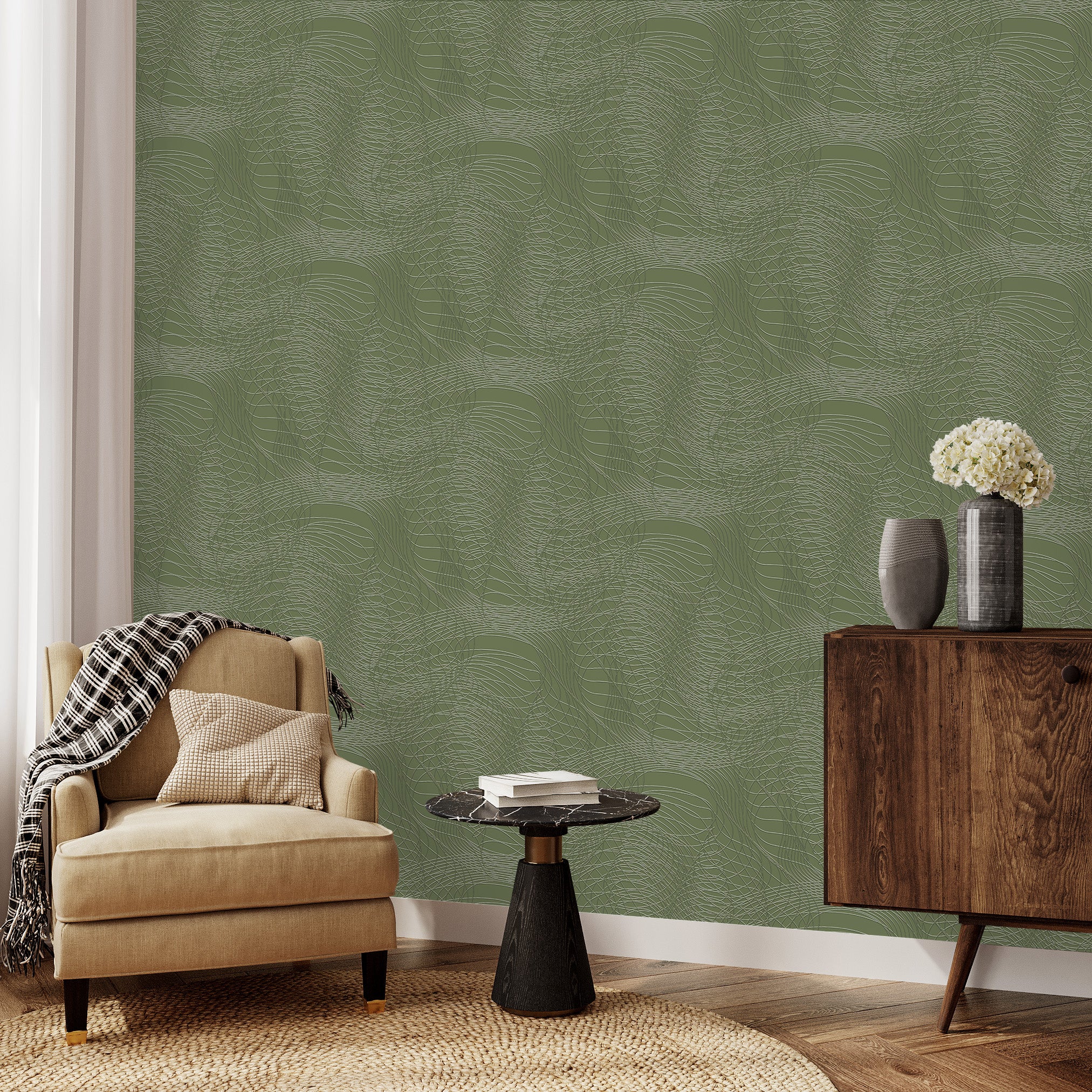 3D Baroque Swirl Relief - Paintable Mural