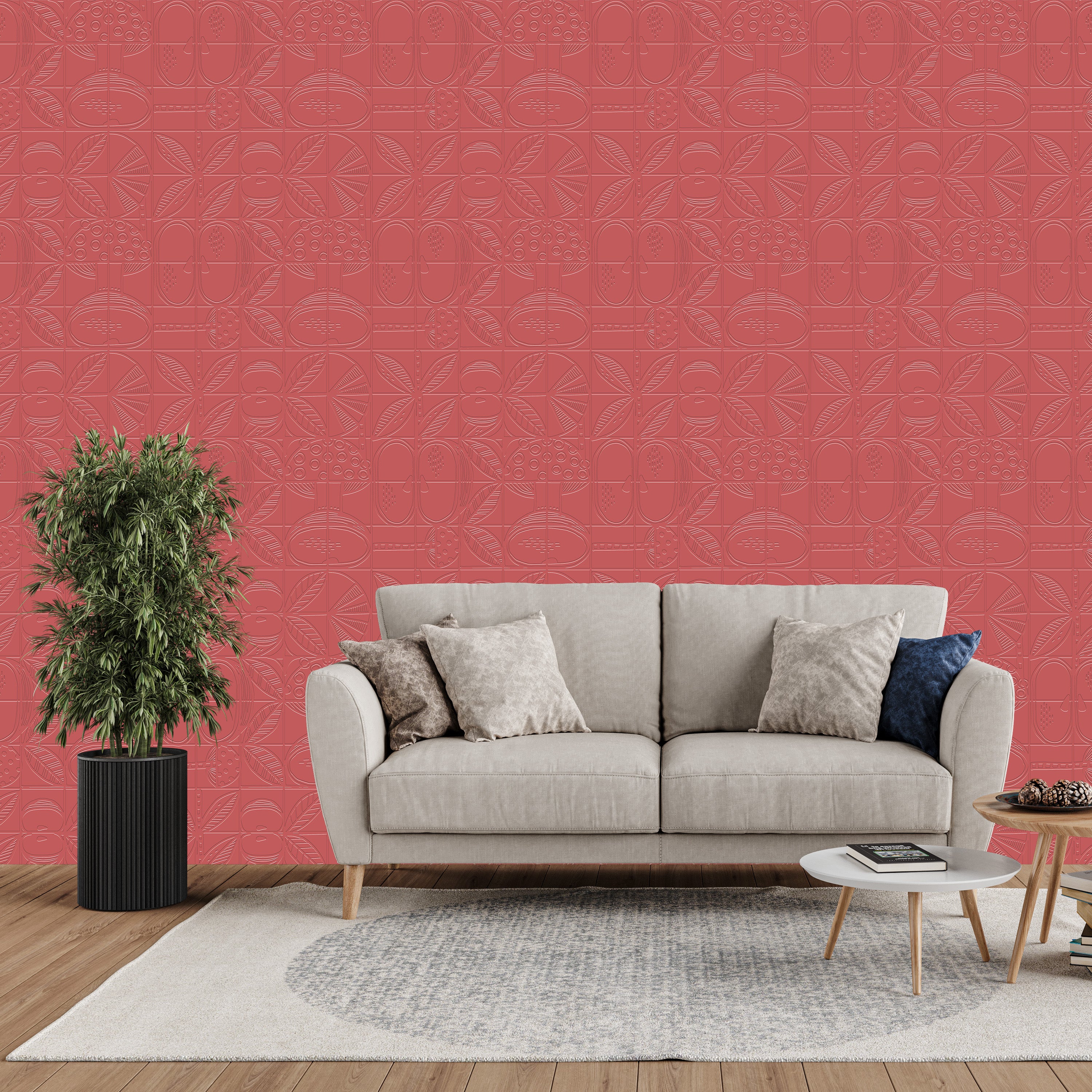3D Symmetrical Garden Square - Paintable Wallpaper