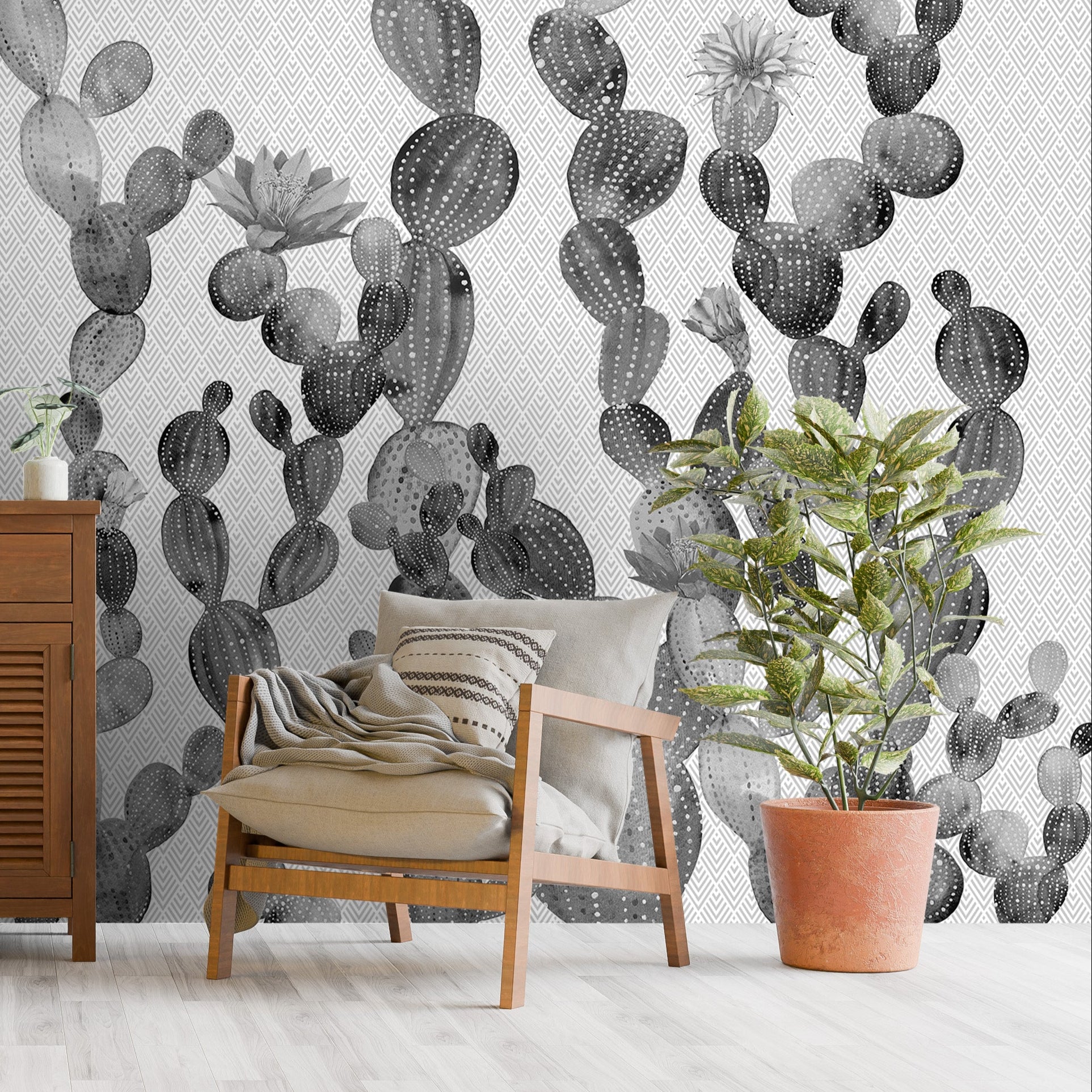 3D Cactus Bloom - Printed Mural