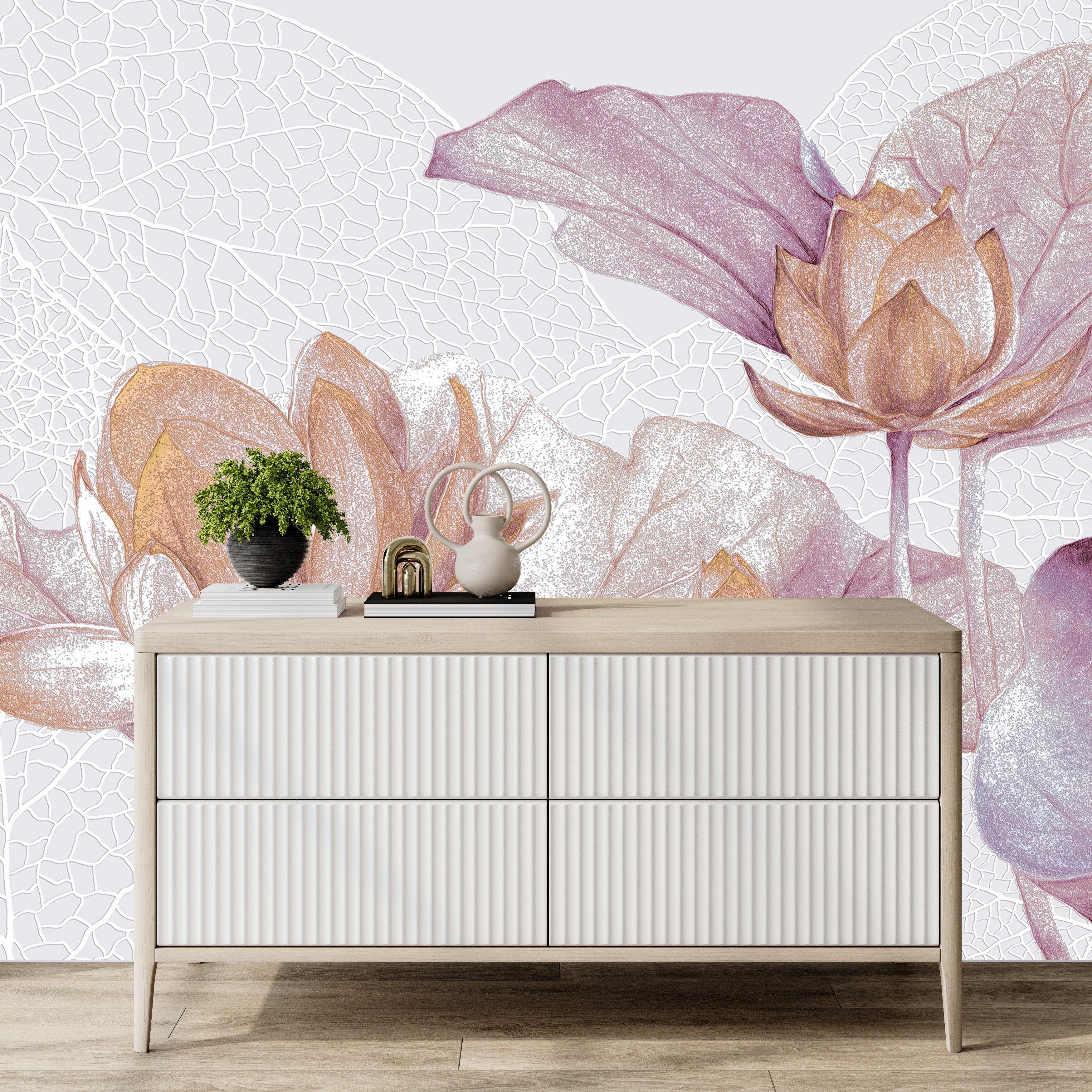 3D Lotus Flower - Printed Mural