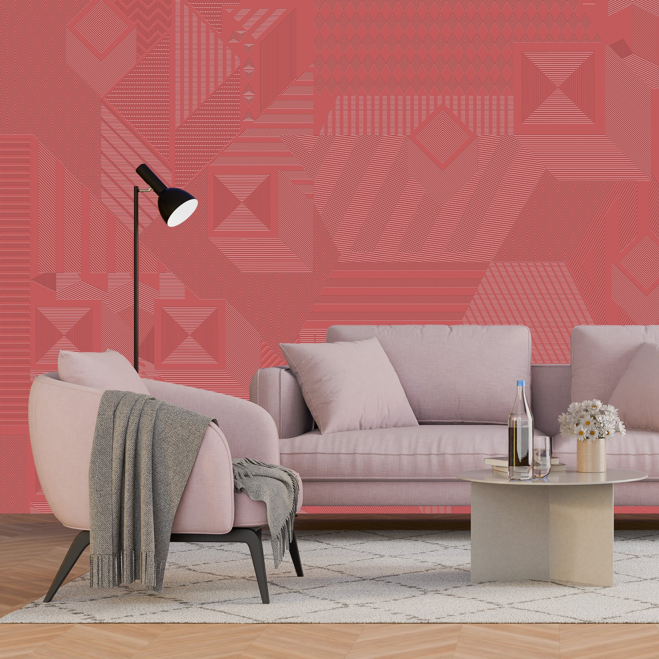 3D Modern Geo Prism - Paintable Mural