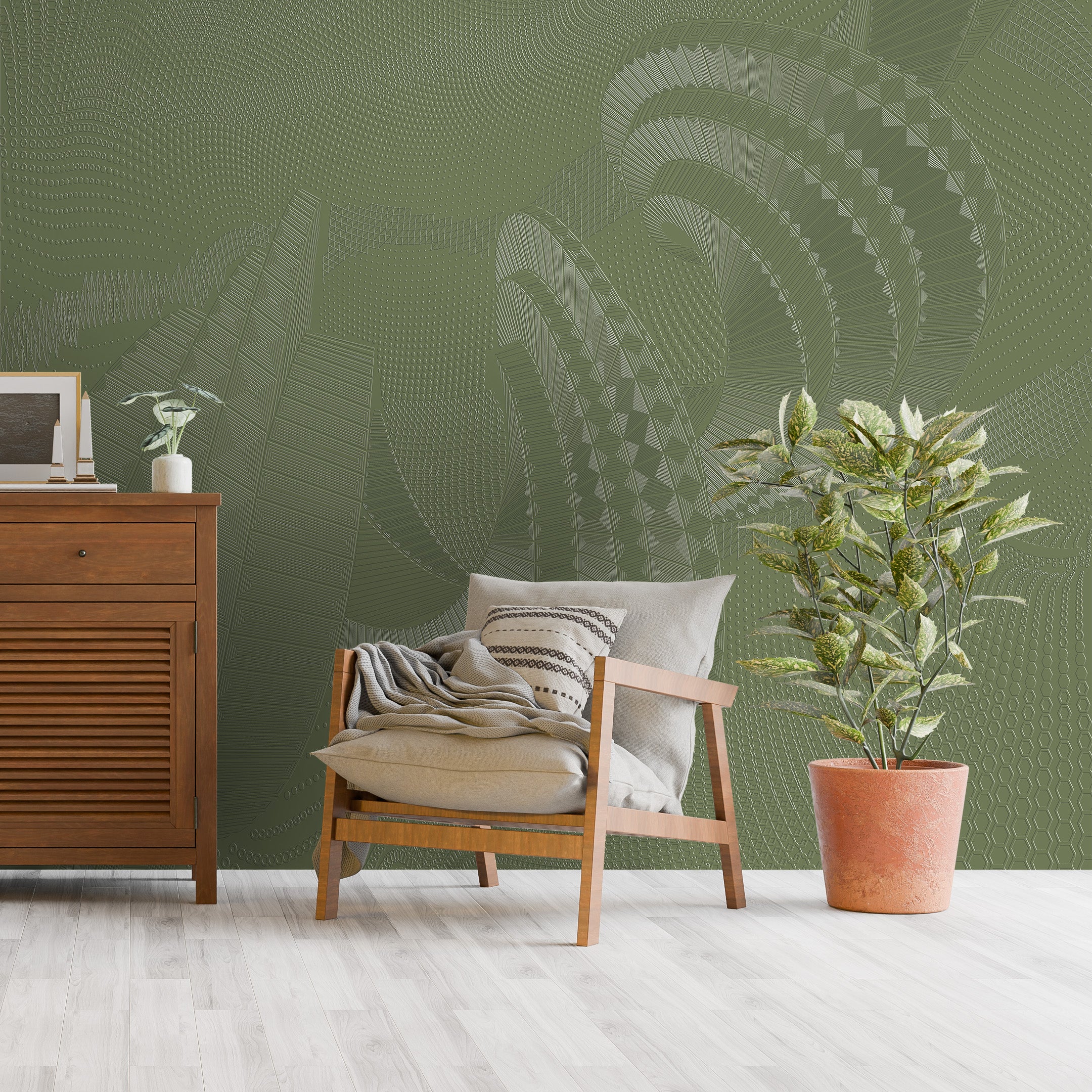 3D Geometric Flow Accent Wall - Paintable Mural