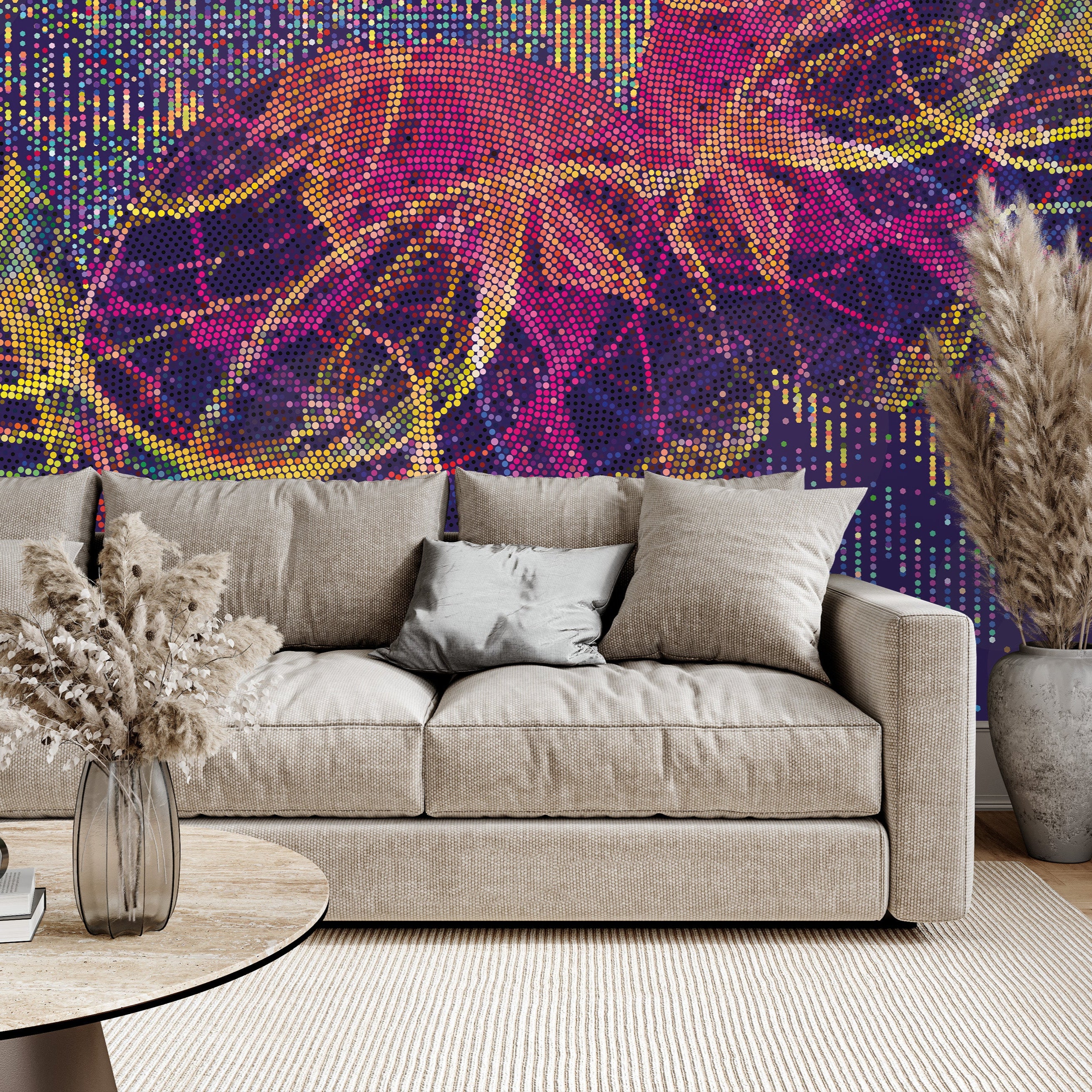3D Dotted Digital Bloom - Printed Mural