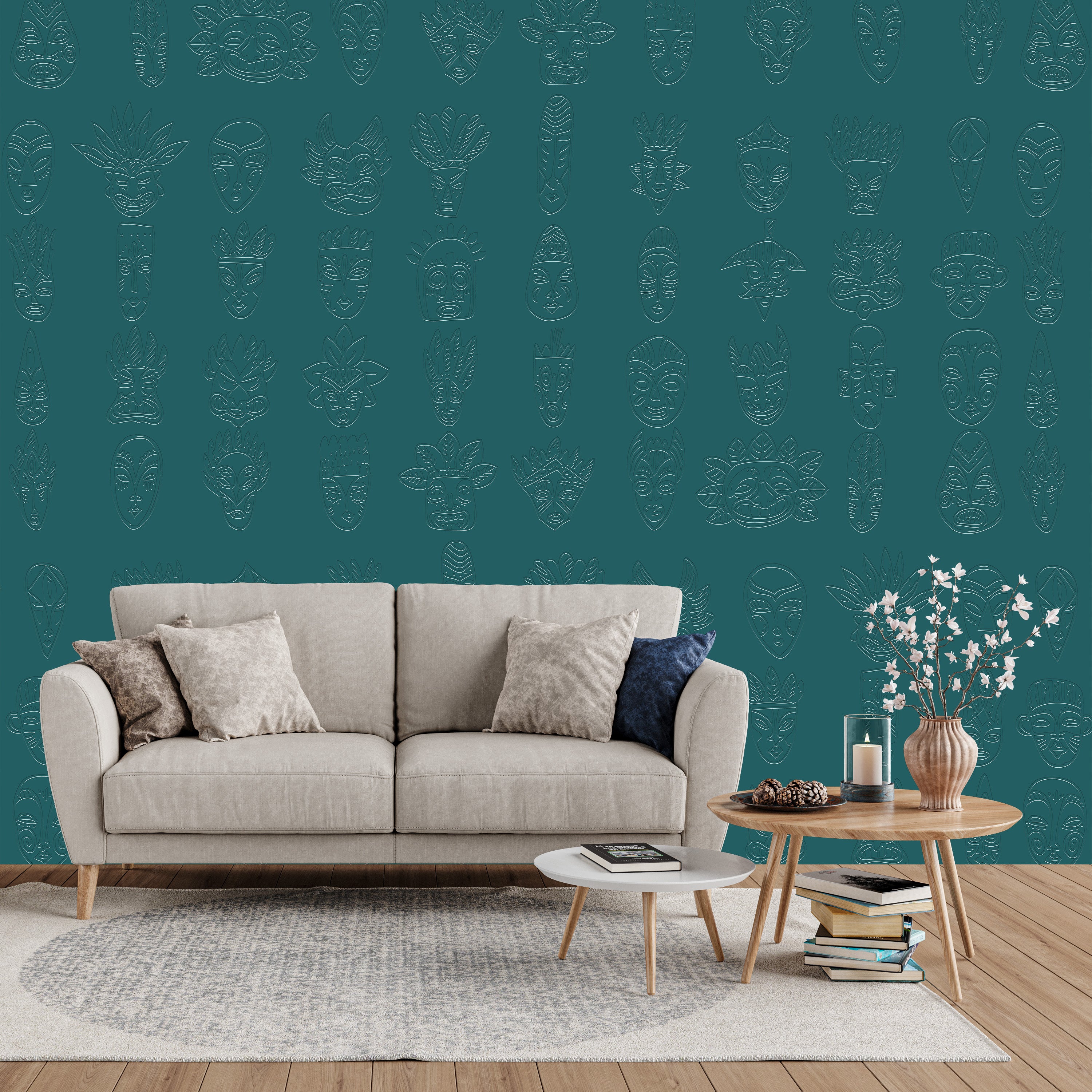 3D Mythic Faces - Paintable Mural