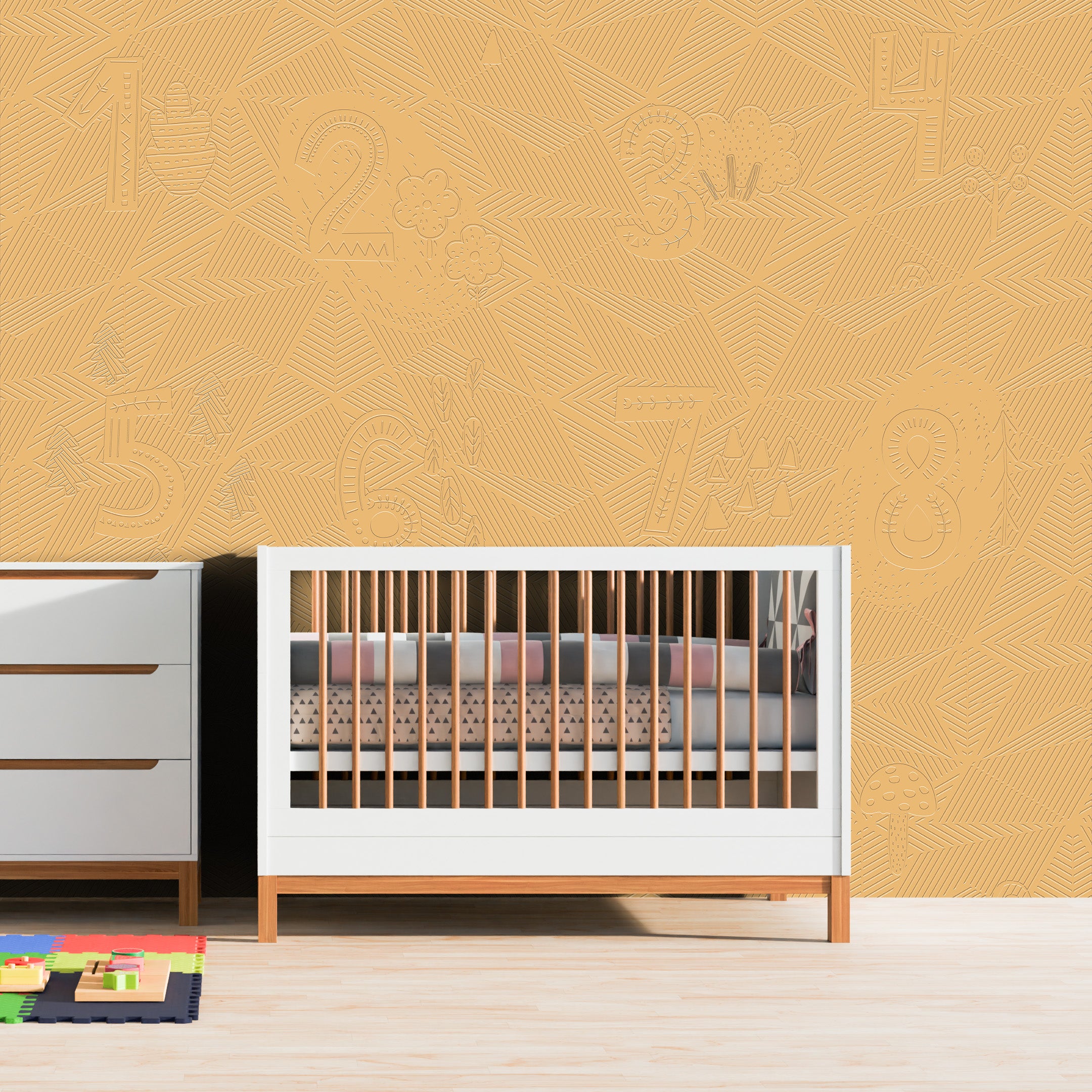 3D Count & Create Playroom - Paintable Mural