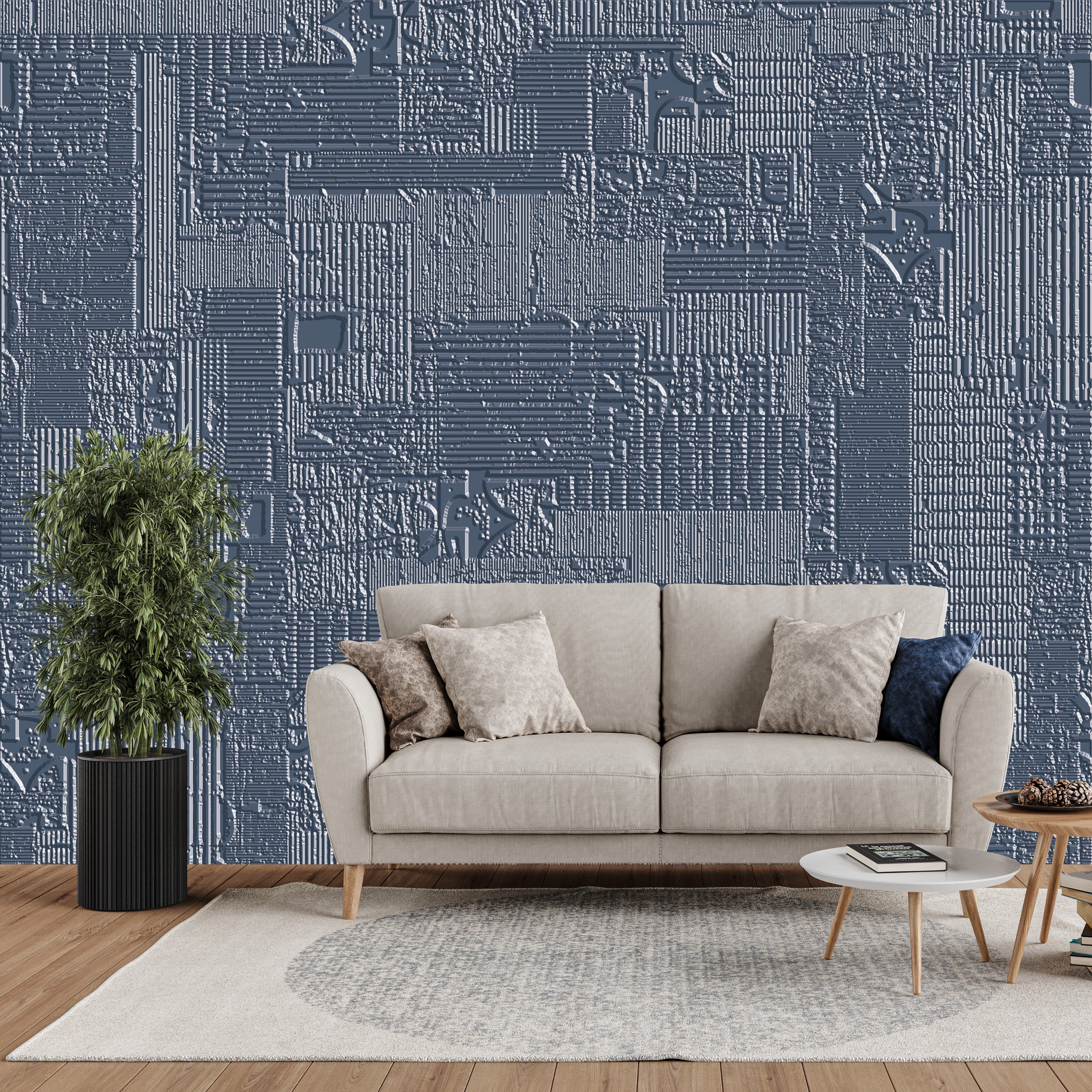 3D Digital Blueprint Facade - Paintable Mural