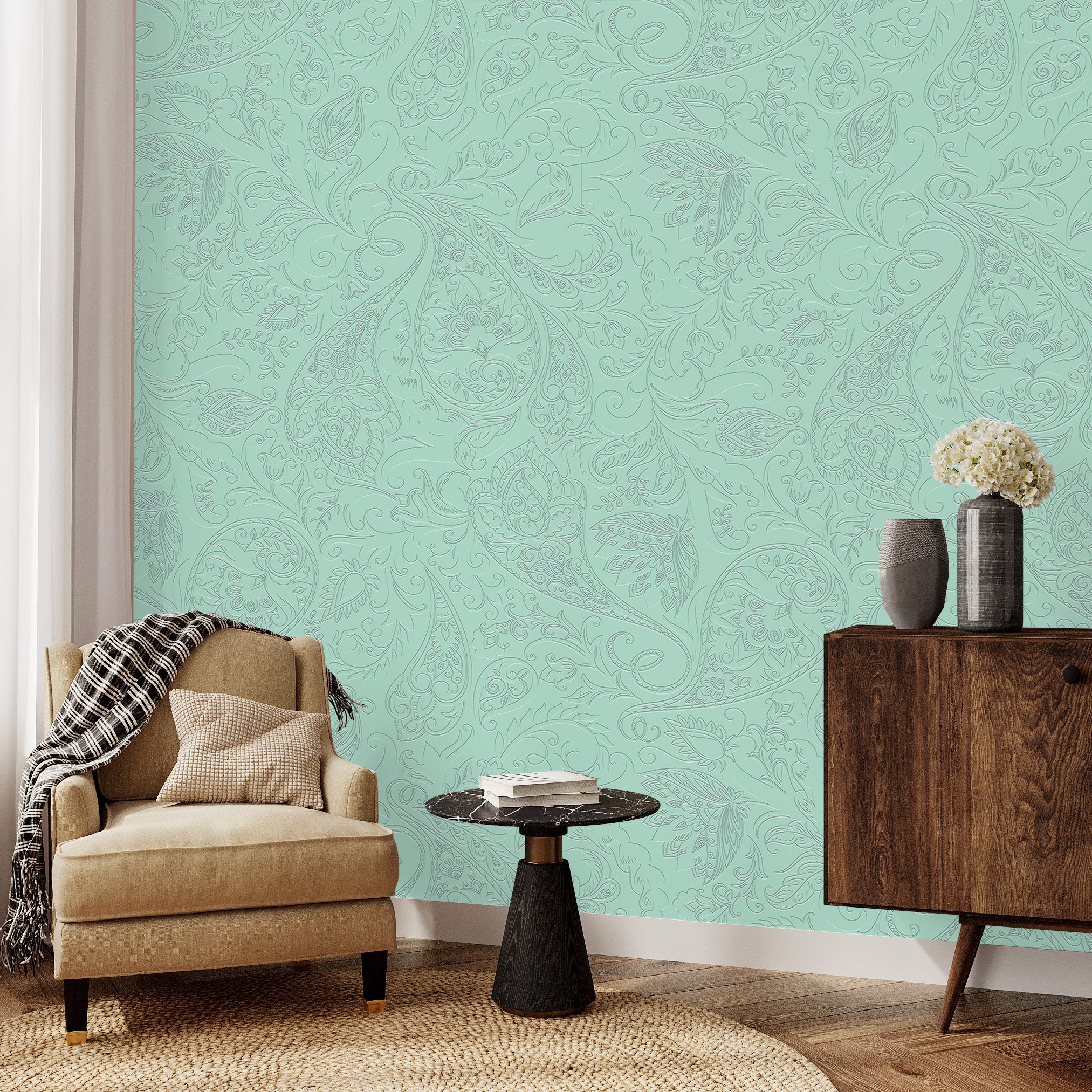3D Heritage Henna - Paintable Wallpaper
