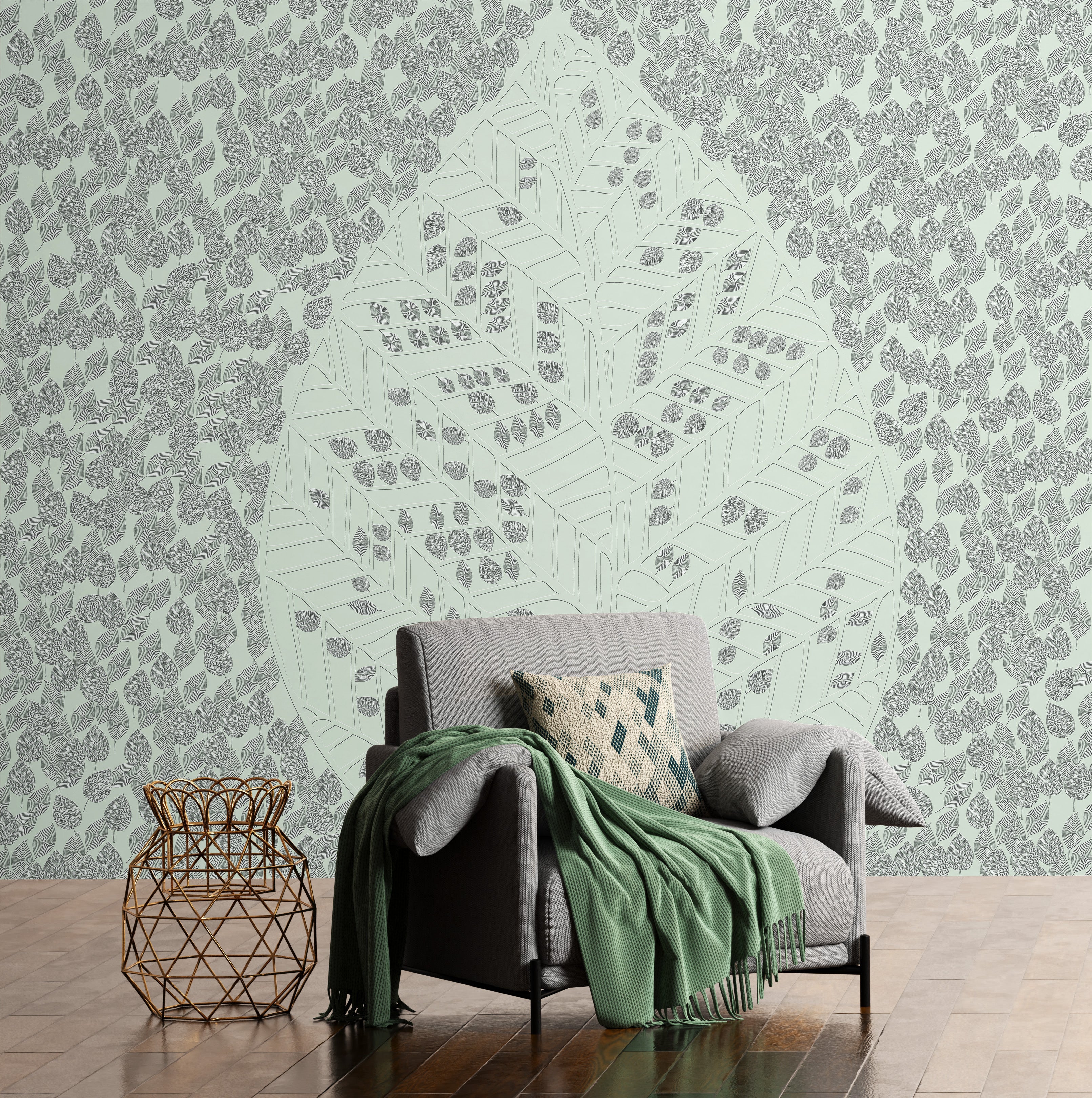 3D Serene Leaf - Paintable Mural