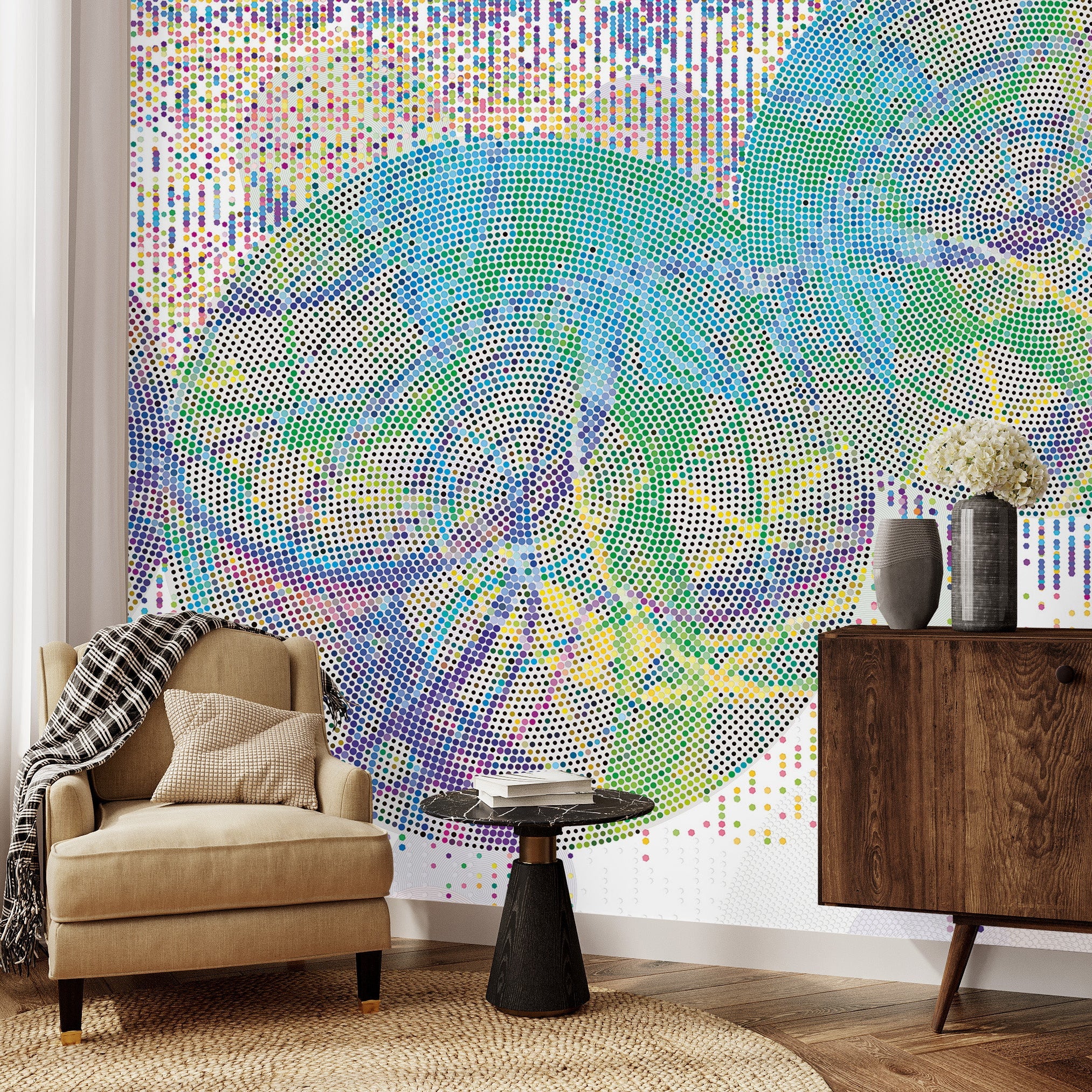 3D Dotted Digital Bloom - Printed Mural