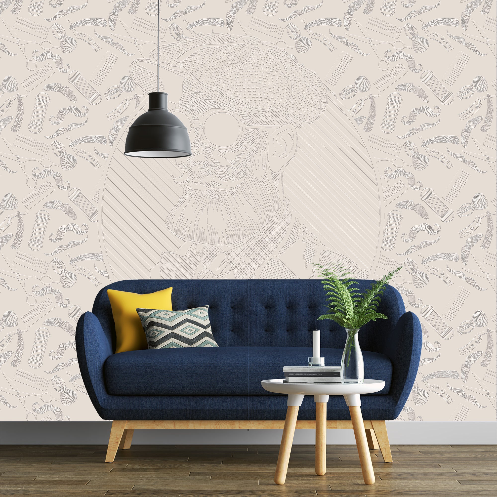3D Vintage Grooming Tapestry - Paintable Mural