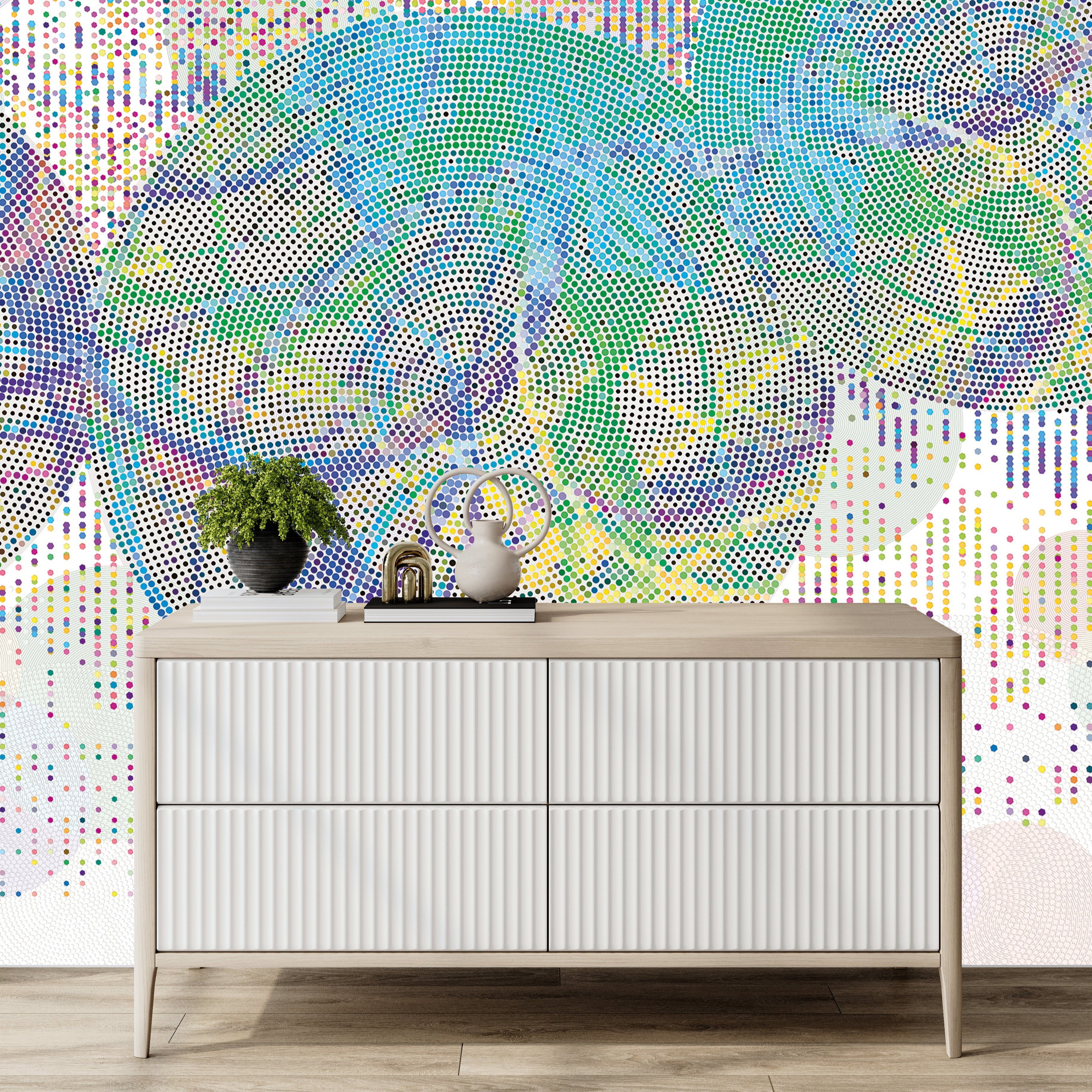 3D Dotted Digital Bloom - Printed Mural