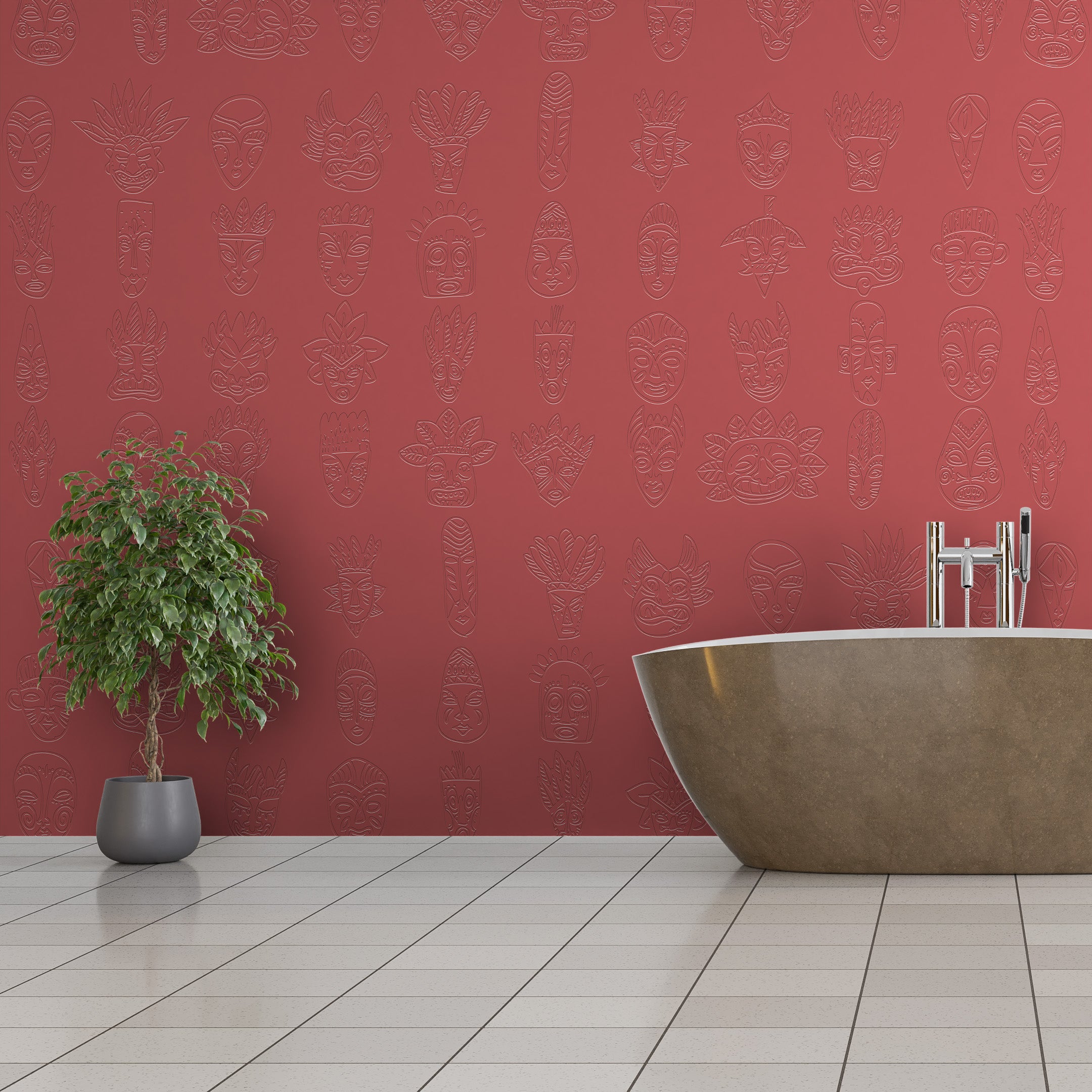 3D Mythic Faces - Paintable Mural