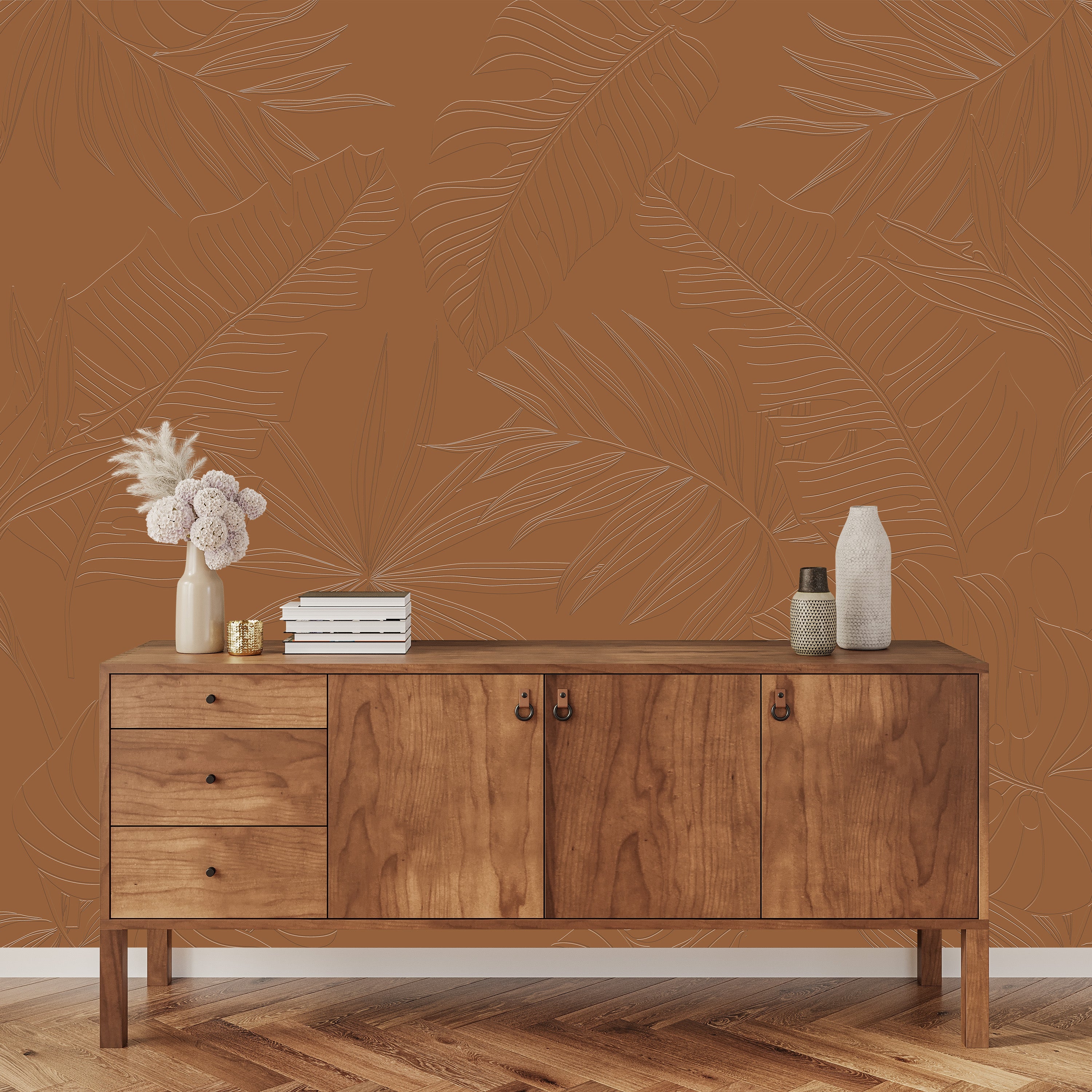 3D Botanical Haven Sculpt - Paintable Wallpaper