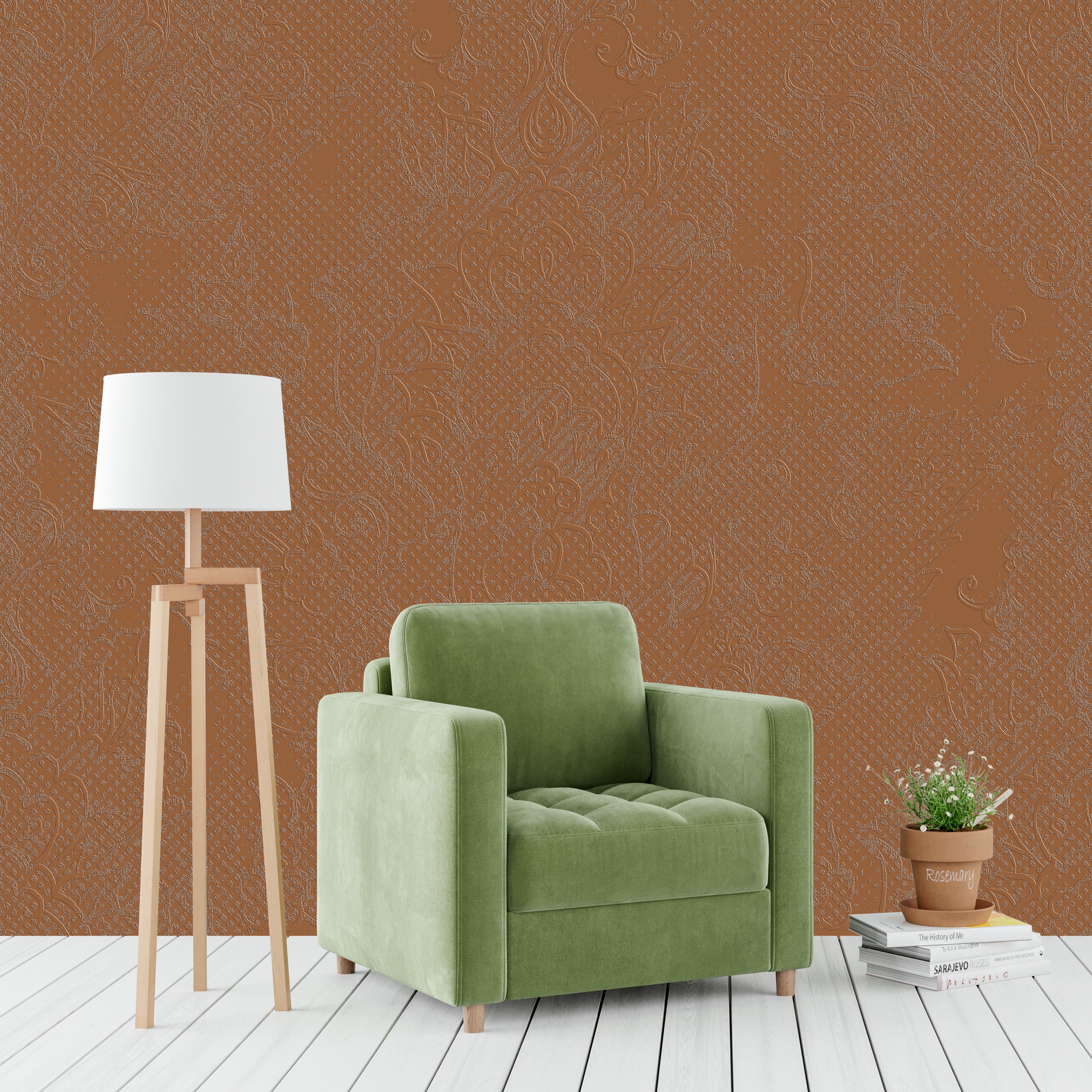 3D Floral Brocade - Paintable Wallpaper