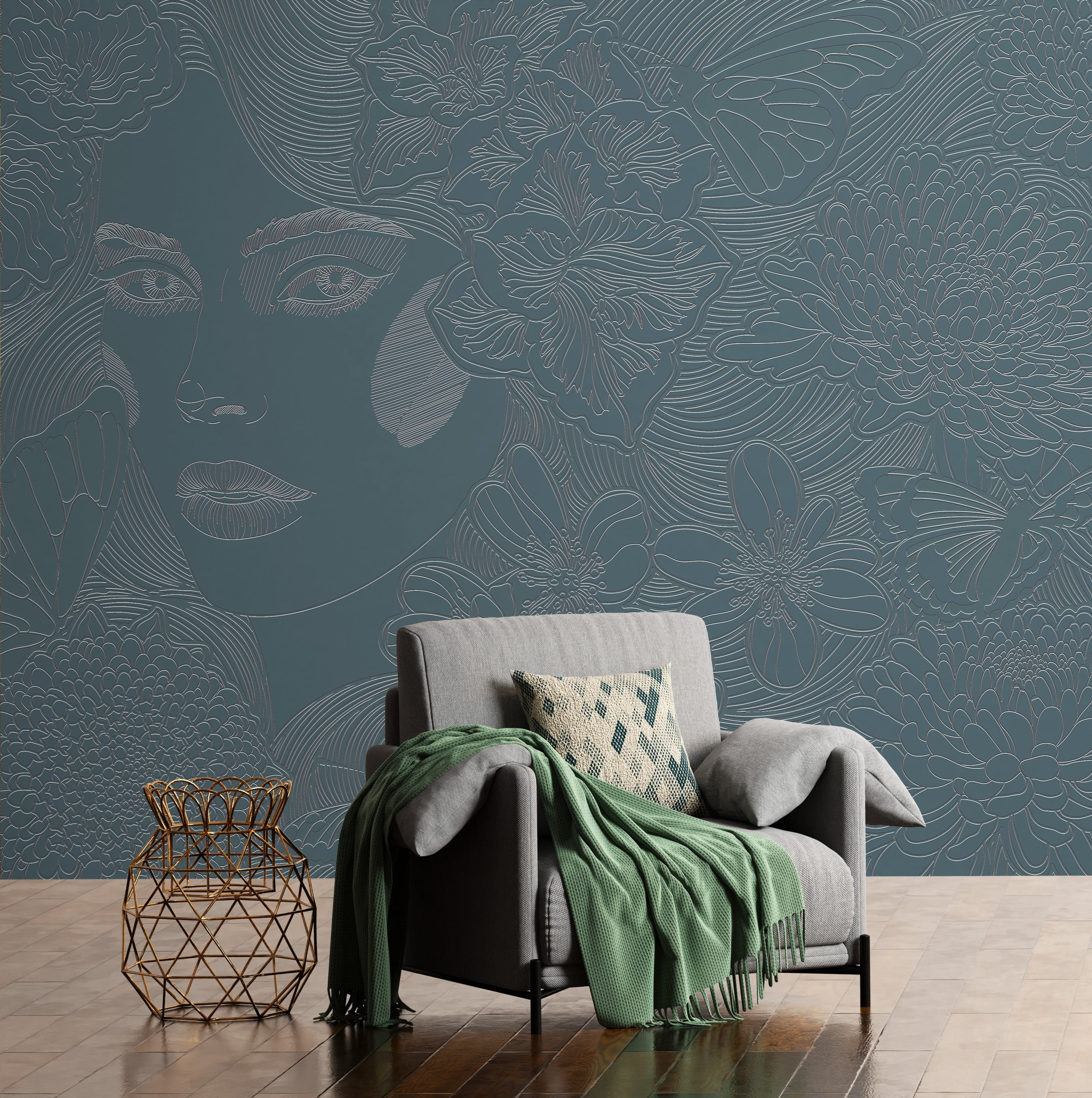 3D Floral Serenity - Paintable Mural