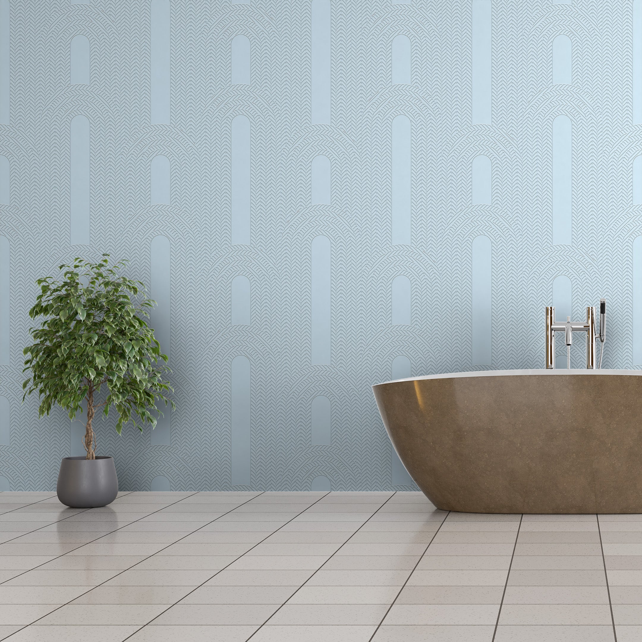 3D Deco Herringbone Rise - Paintable Wallpaper