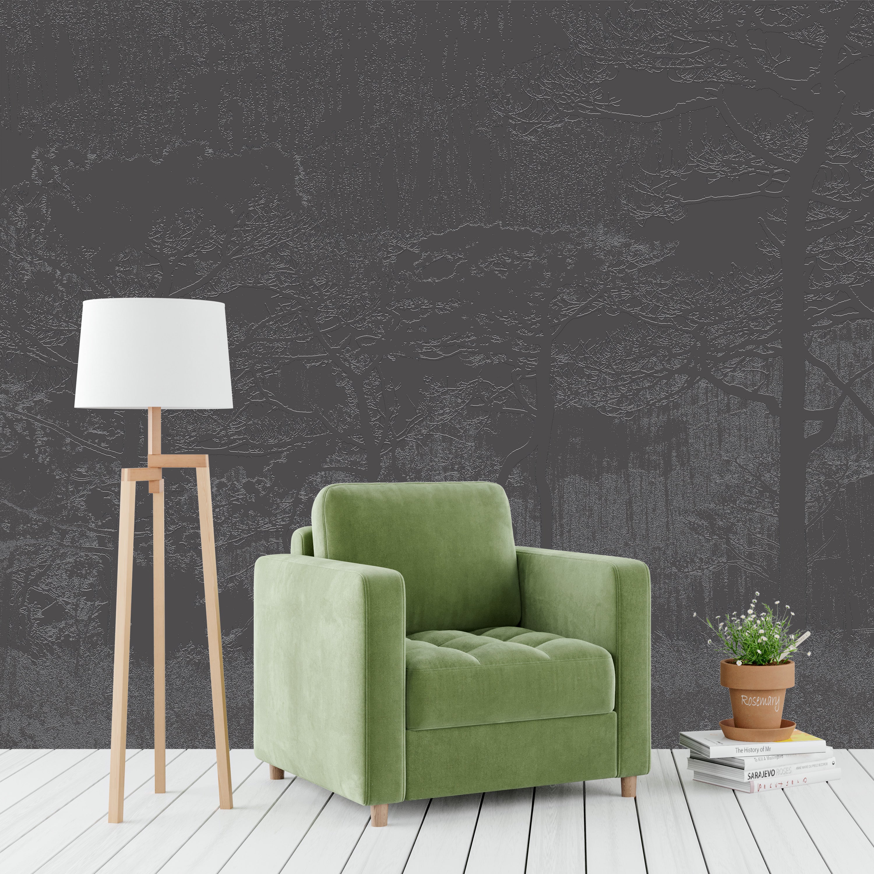 3D Shadow Woods - Paintable Mural