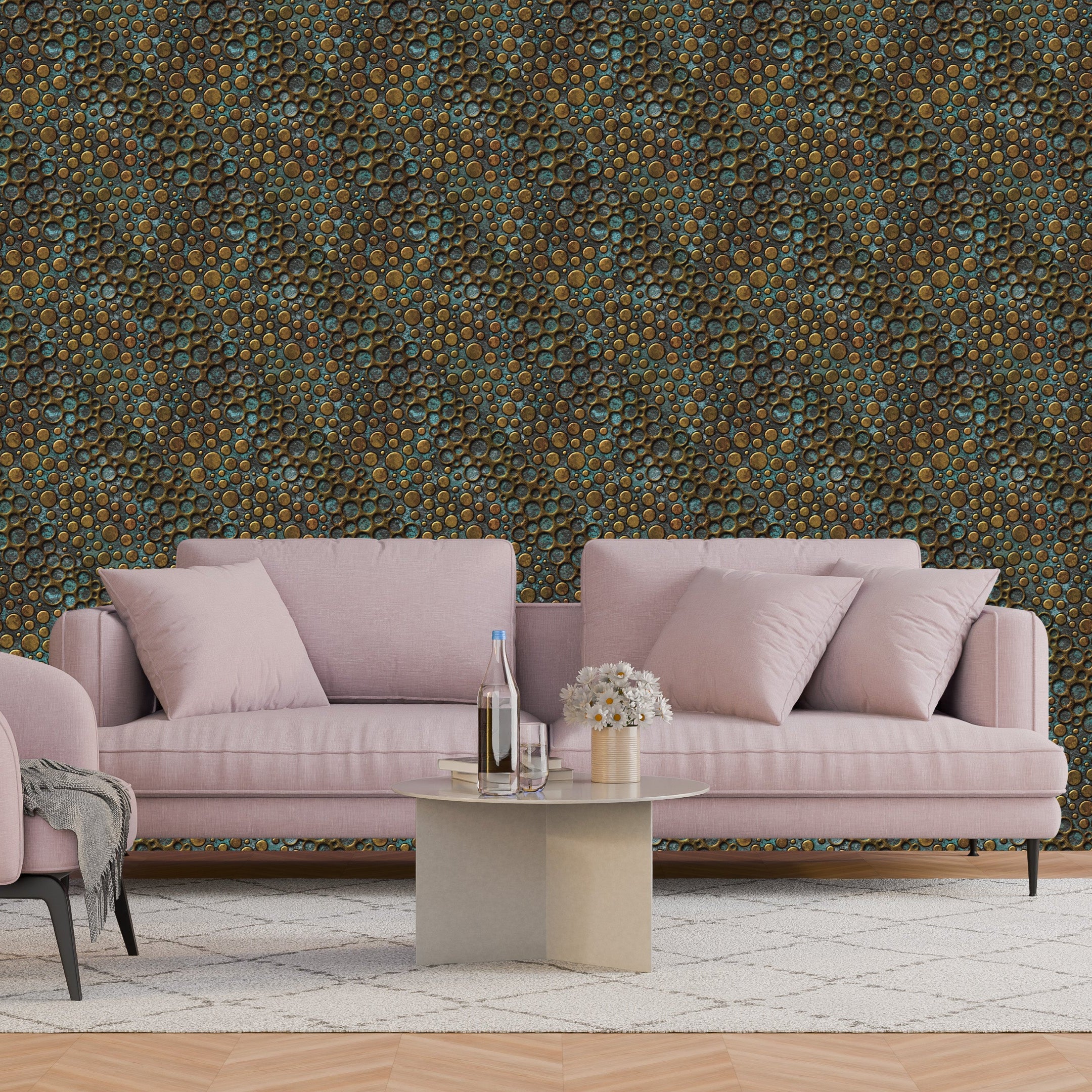 3D Metallic Bubbles - Printed Wallpaper
