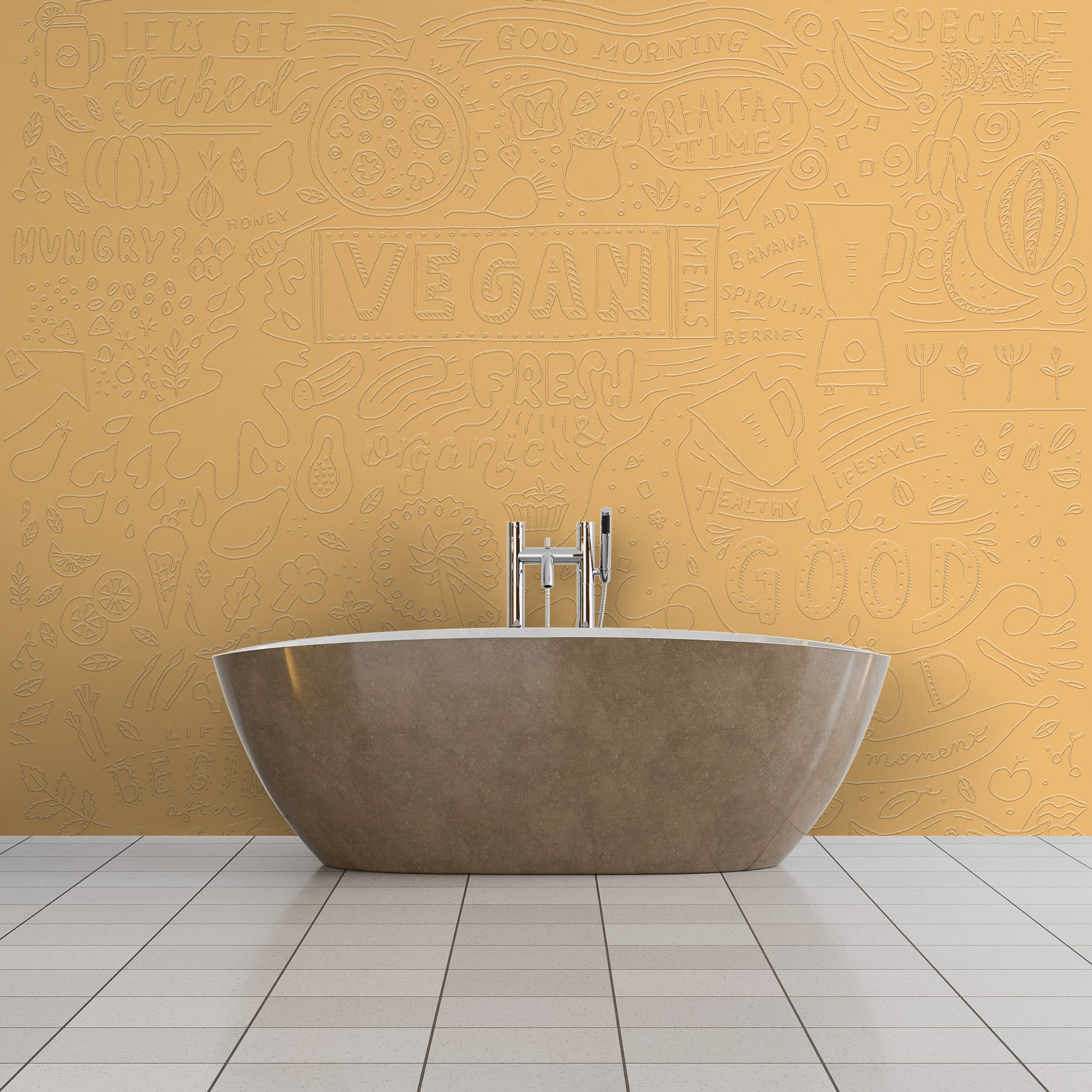 3D Motivational Foodie Doodle - Paintable Mural