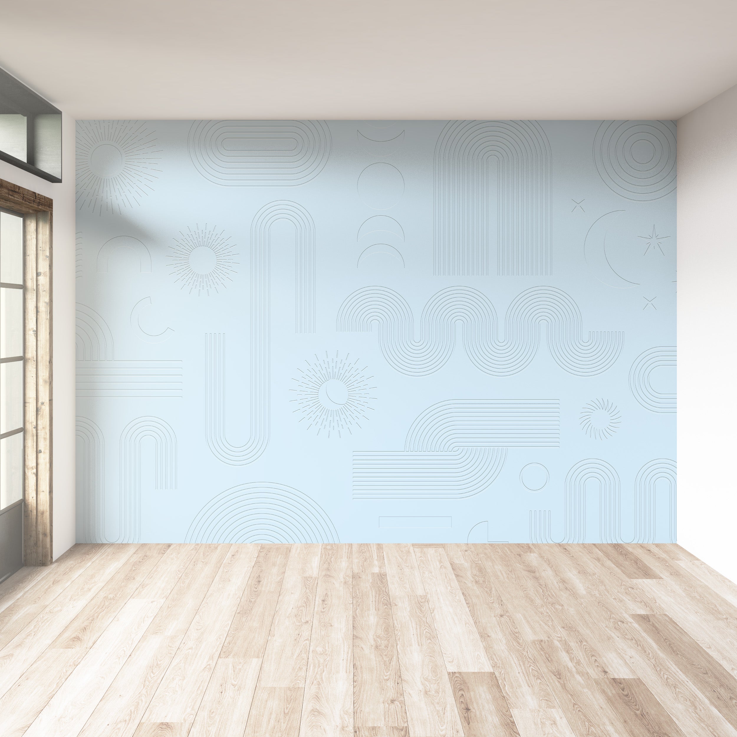 3D Abstract Arch & Sunburst - Paintable Mural