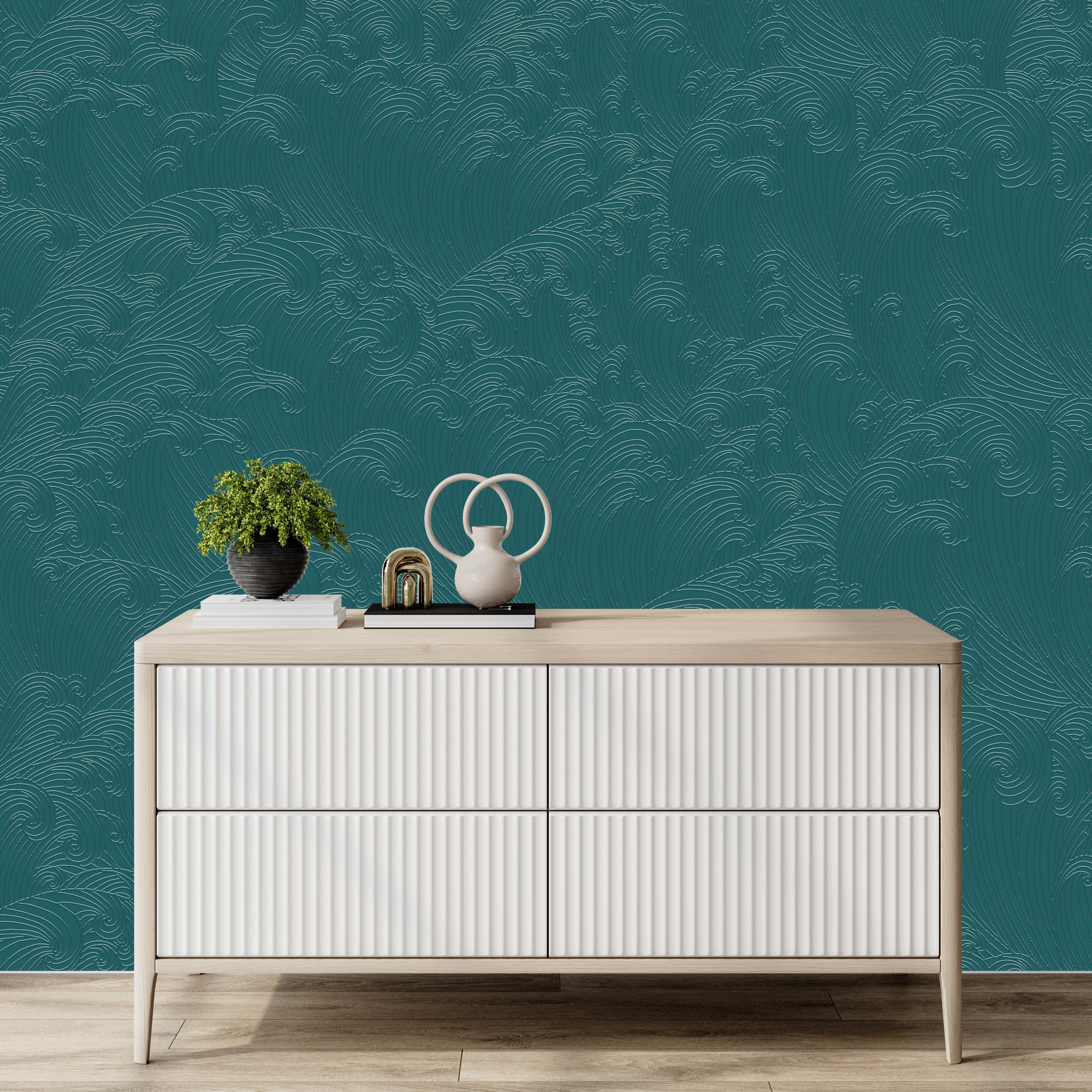 3D Abstract Waves - Paintable Mural