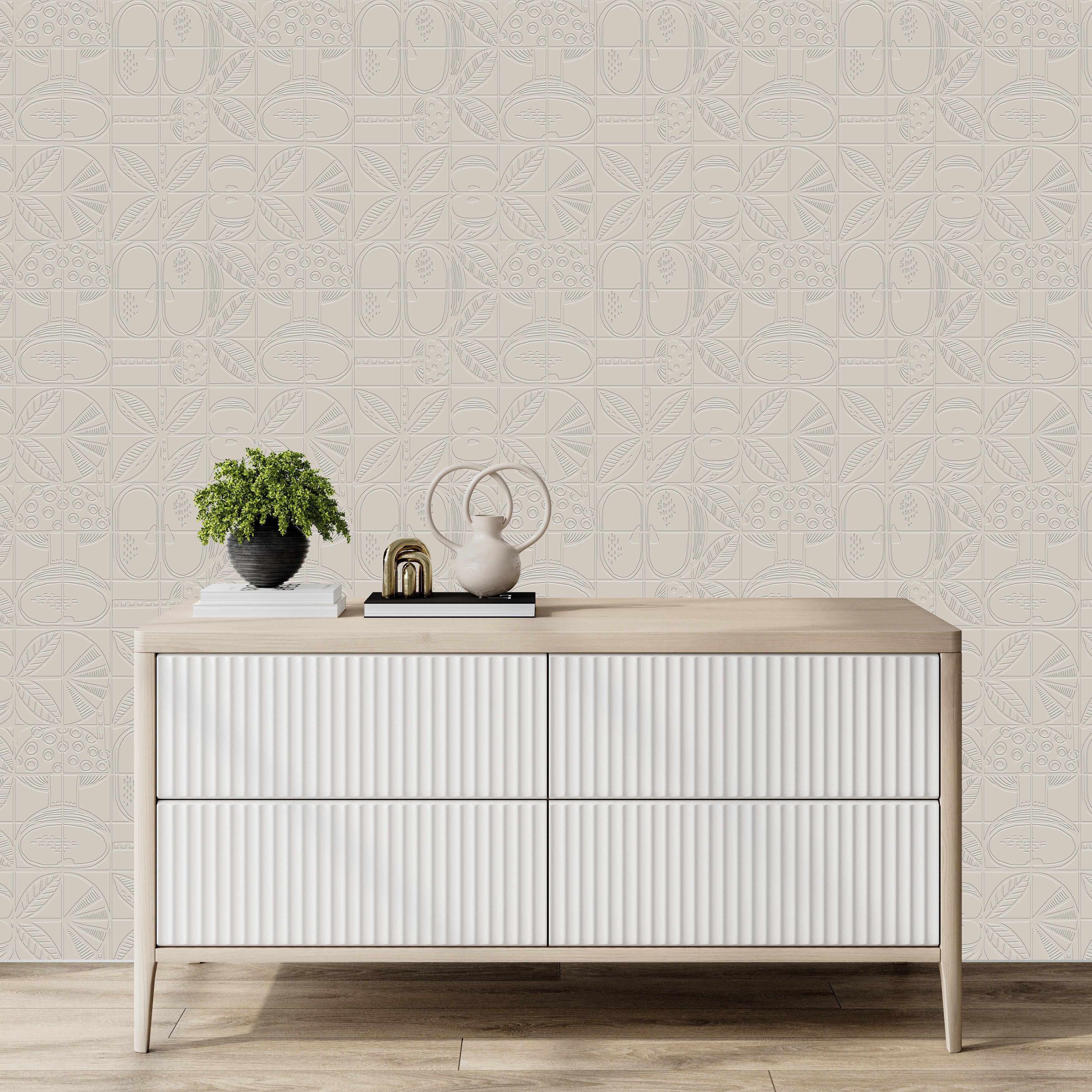3D Symmetrical Garden Square - Paintable Wallpaper
