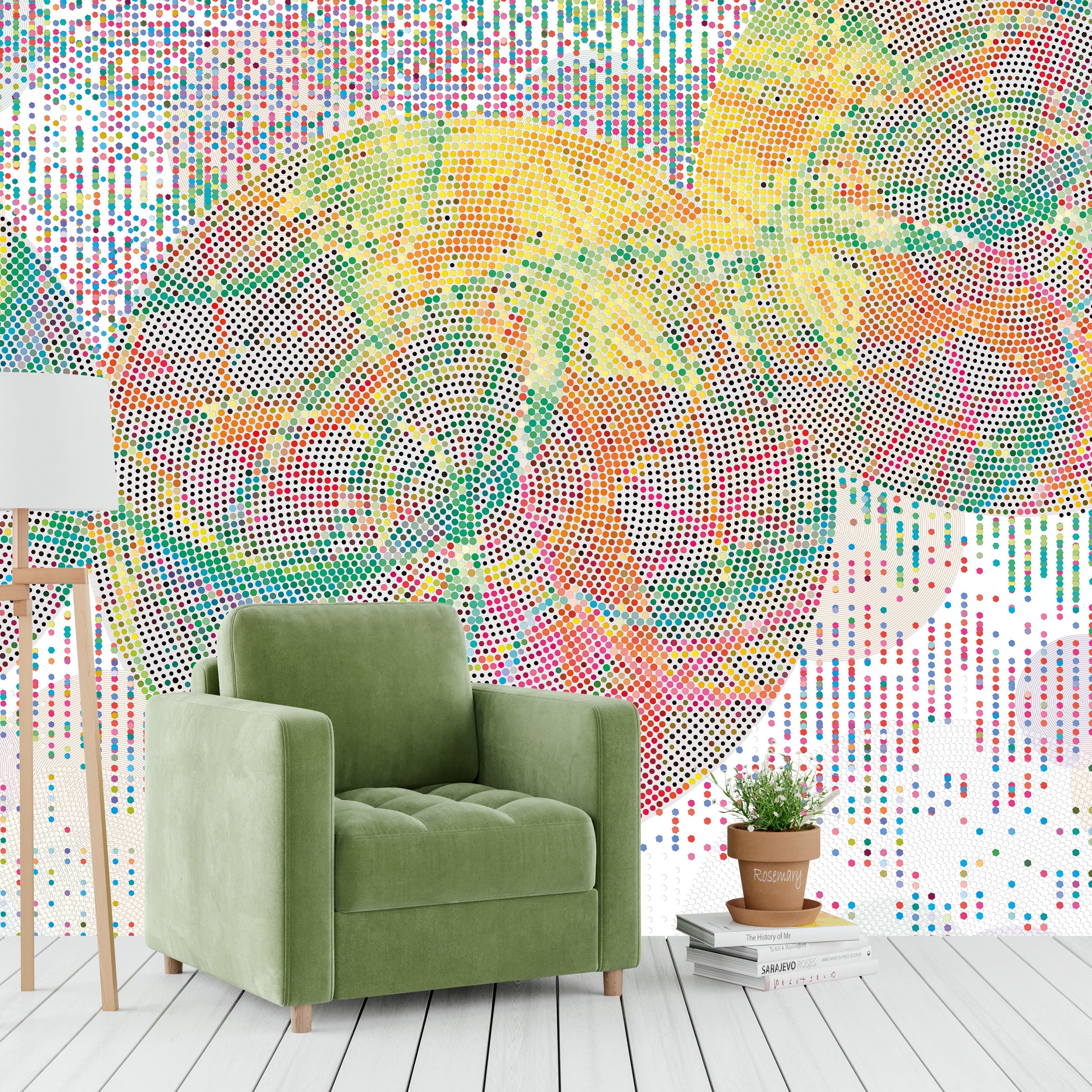 3D Dotted Digital Bloom - Printed Mural