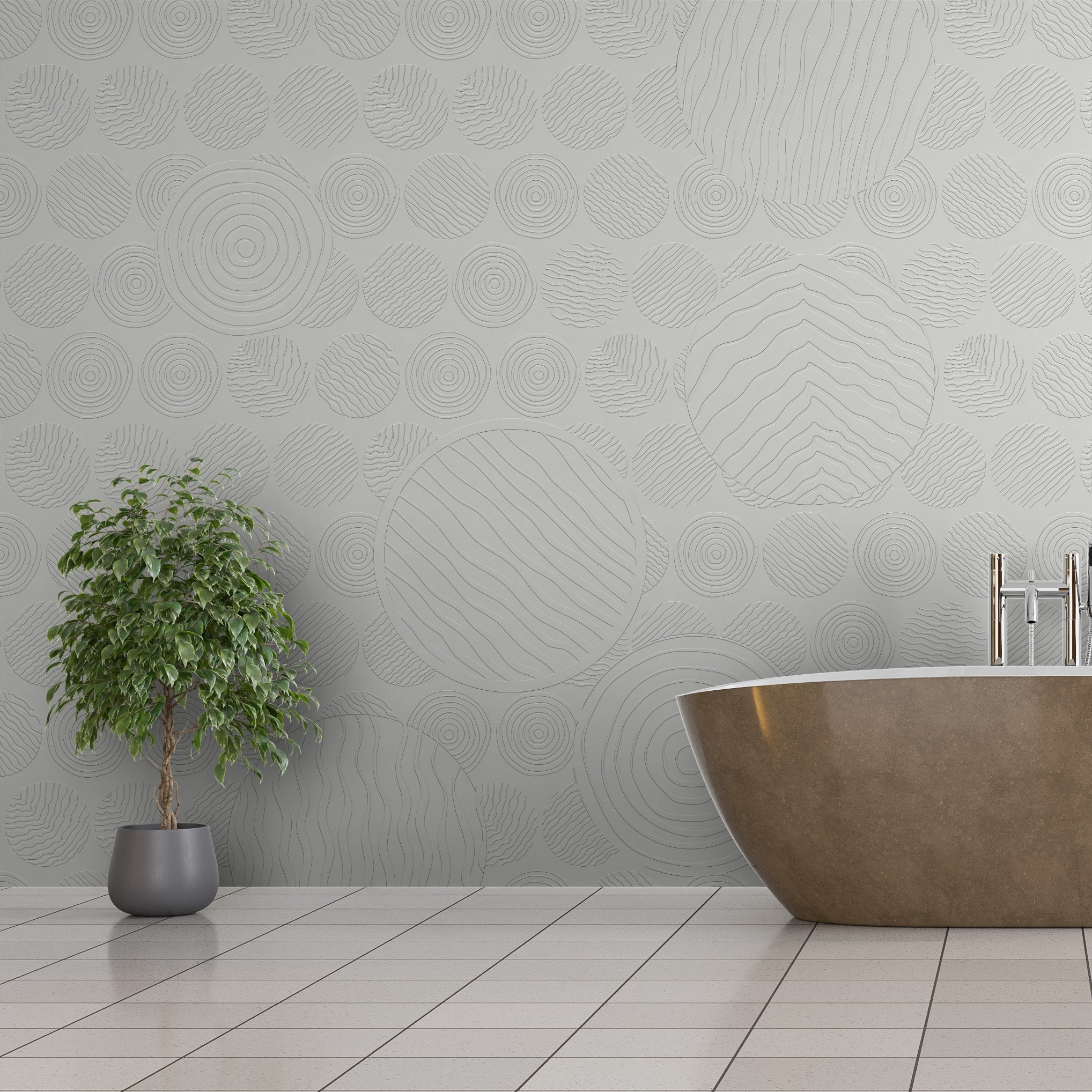 3D Amethyst Ripples - Paintable Mural