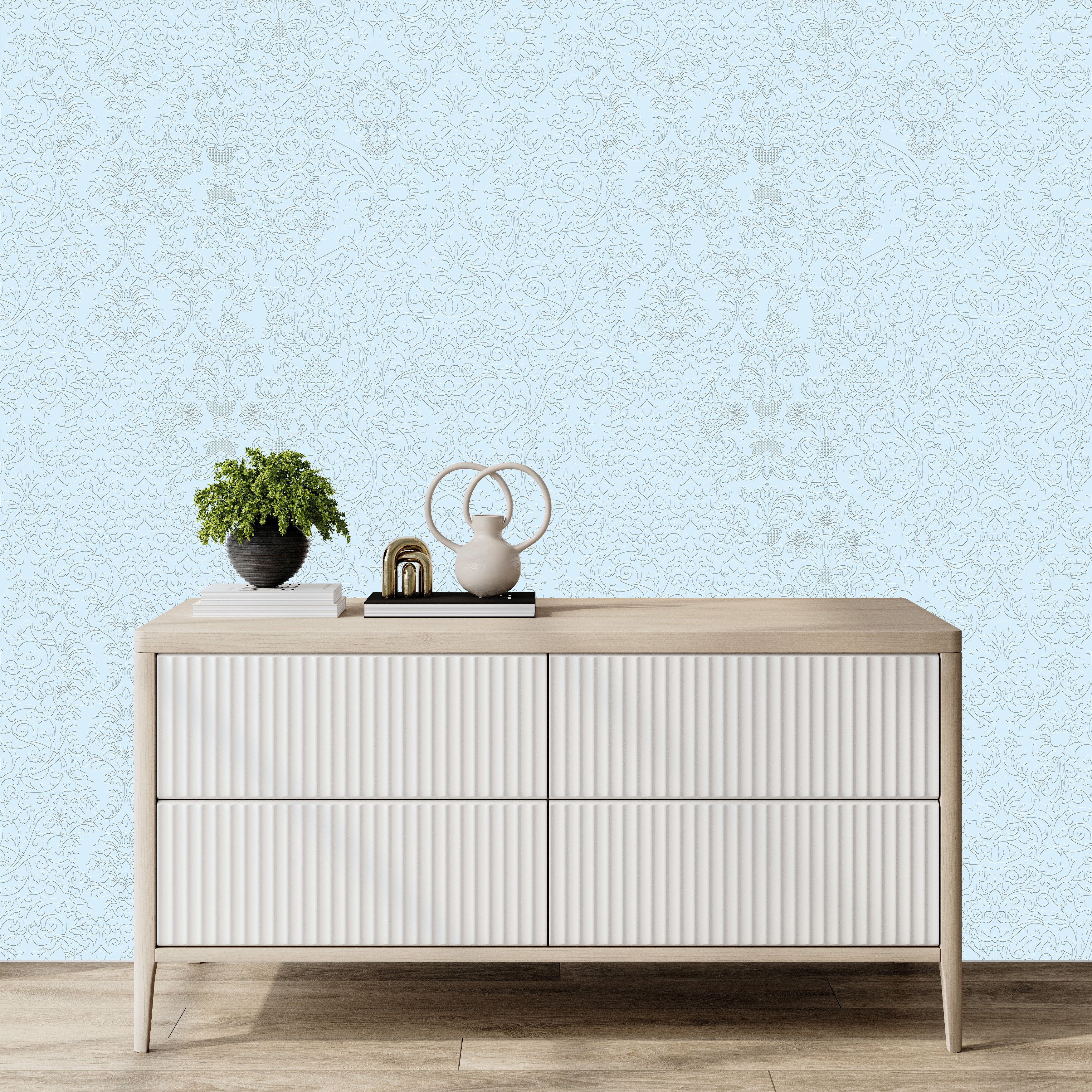 3D Sovereign Damask Frame - Paintable Wallpaper