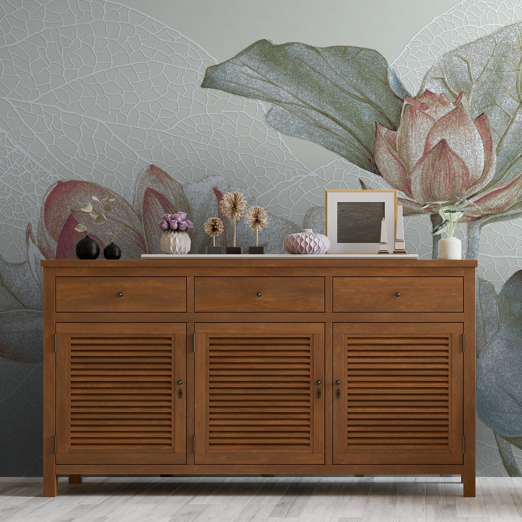 3D Lotus Flower - Printed Mural