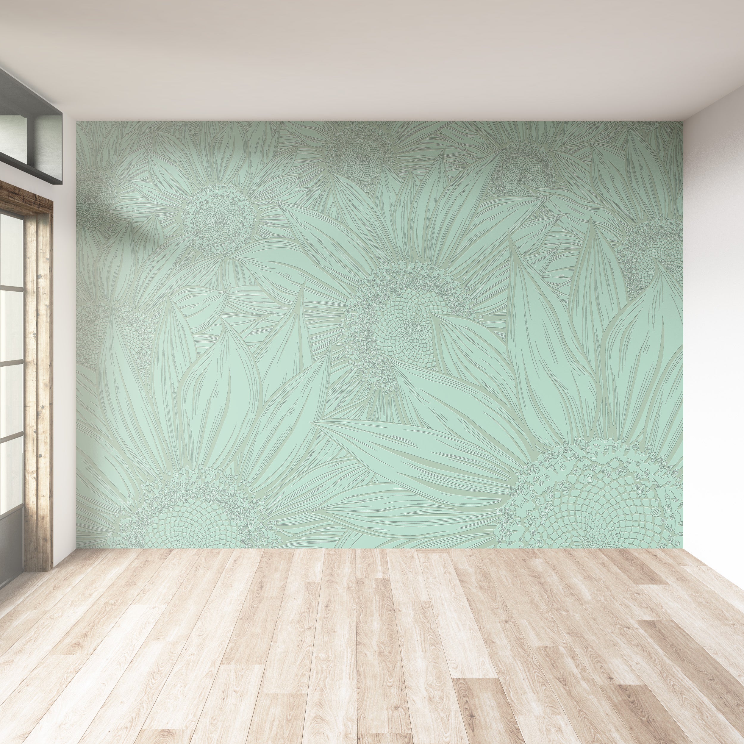 3D Sunflower Serenade - Paintable Mural