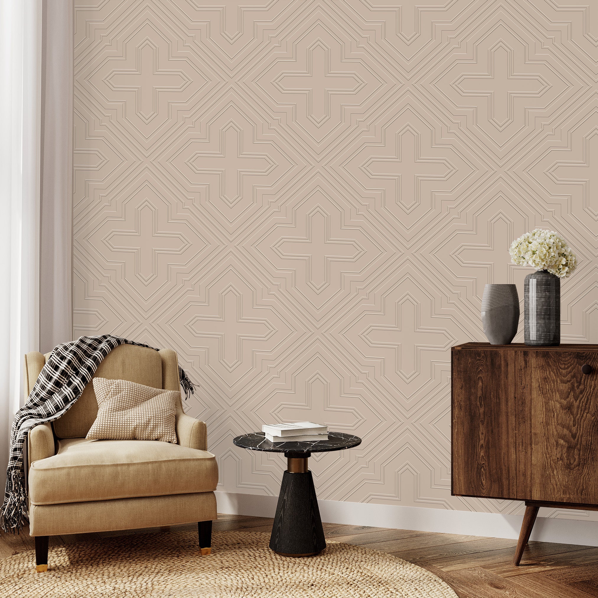 3D Linear Vault Array - Paintable Wallpaper