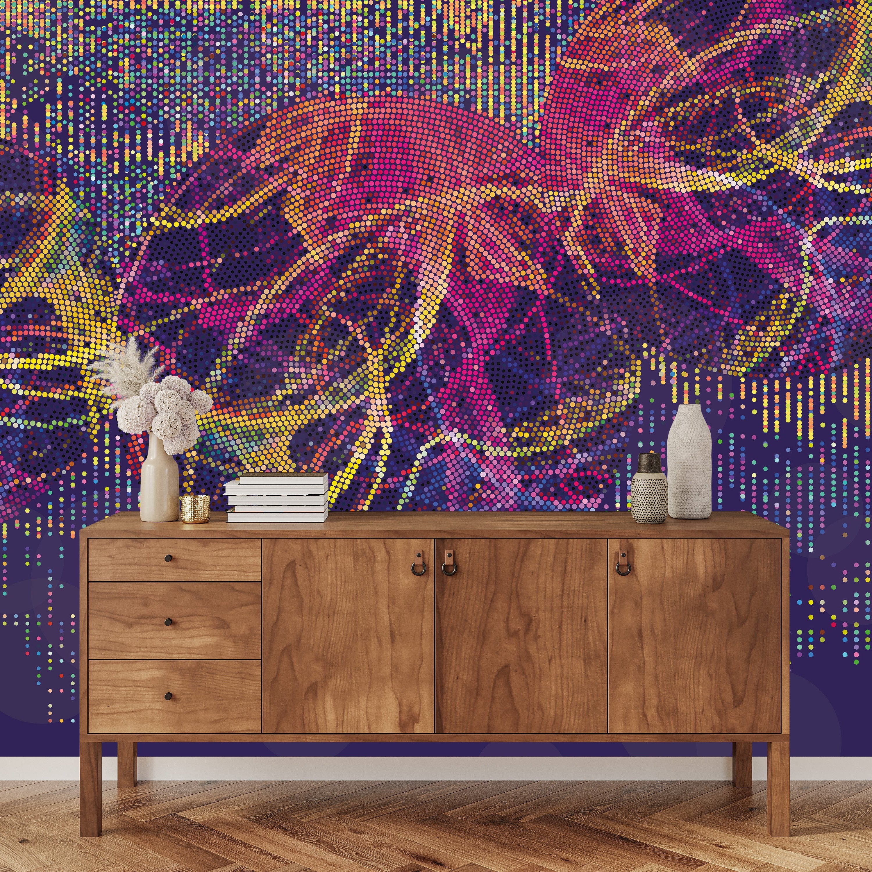 3D Dotted Digital Bloom - Printed Mural