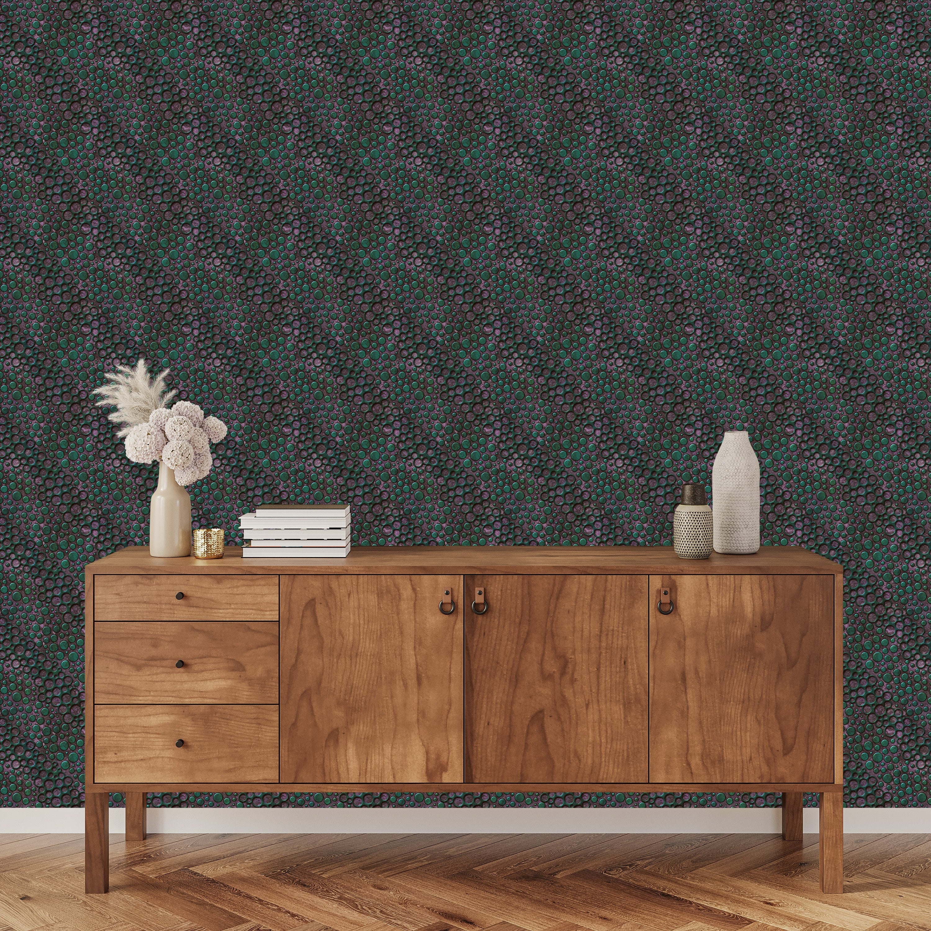 3D Metallic Bubbles - Printed Wallpaper